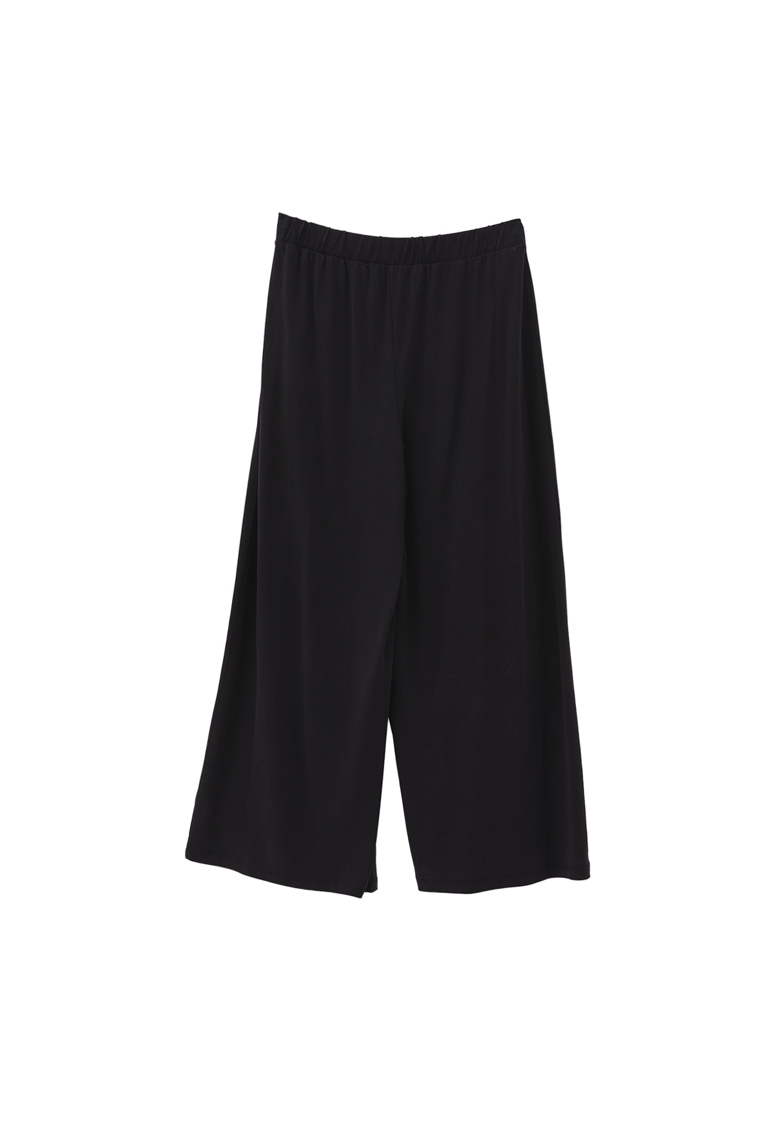 High Waist Elasticated Culotte Pants - BLACK