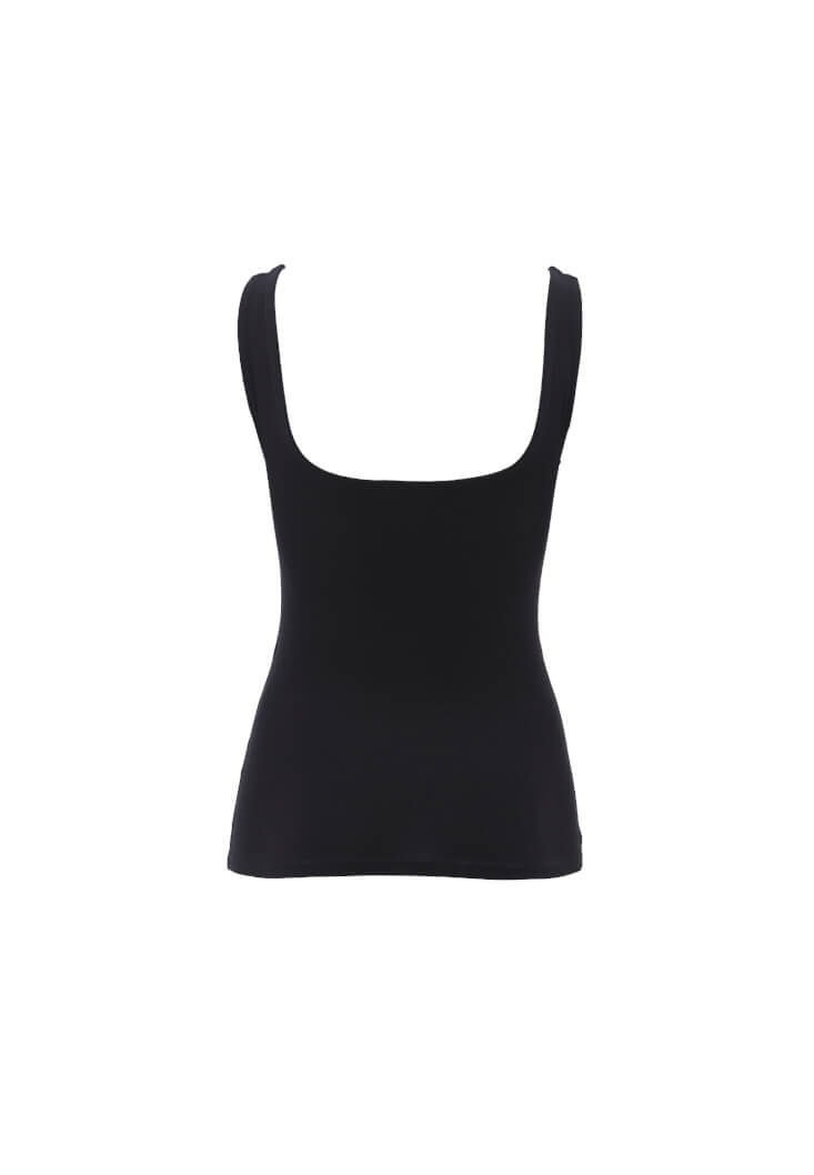 Square Neck Tank Top - BLACK