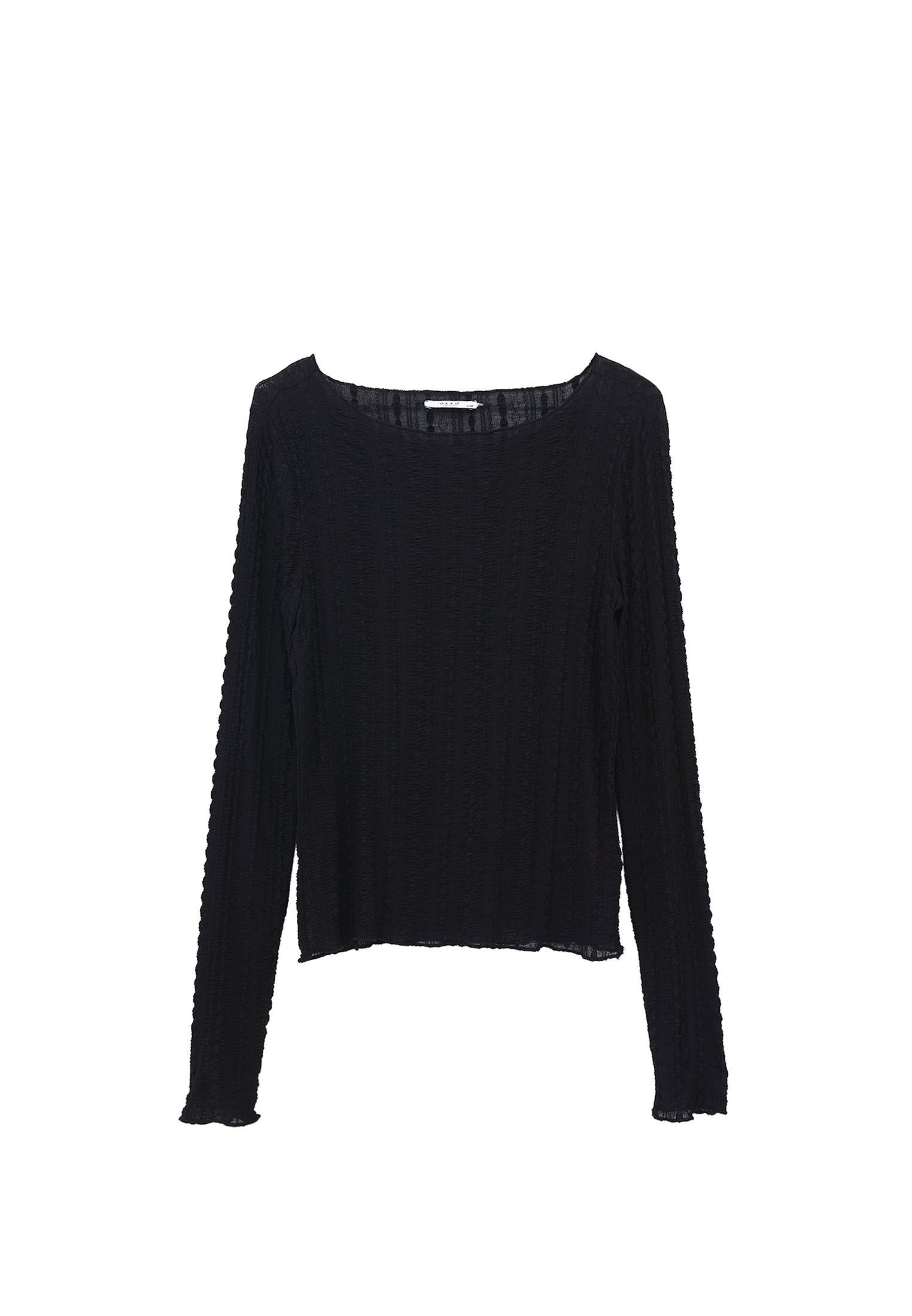 Boat Neck Lace Blouse - BLACK