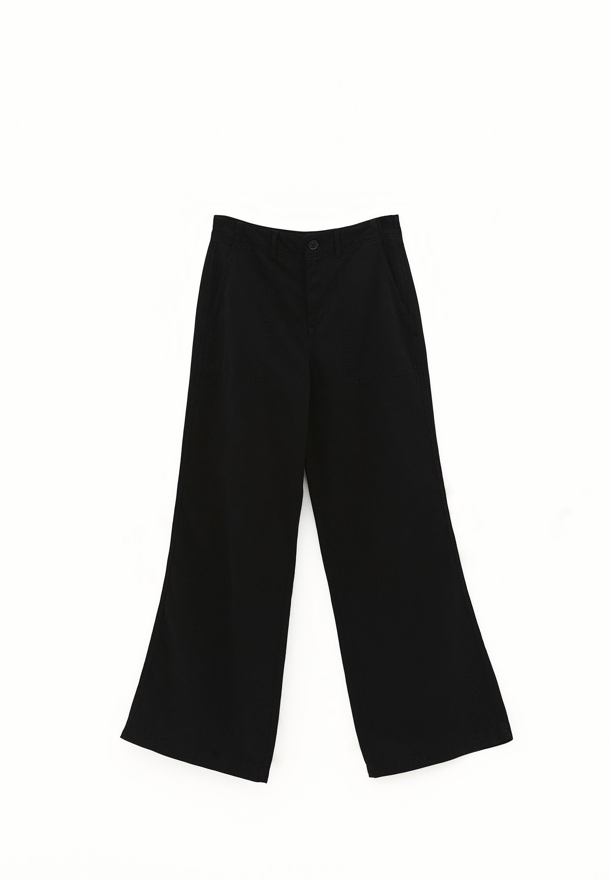 High Waist Wide Leg Woven Pants - BLACK