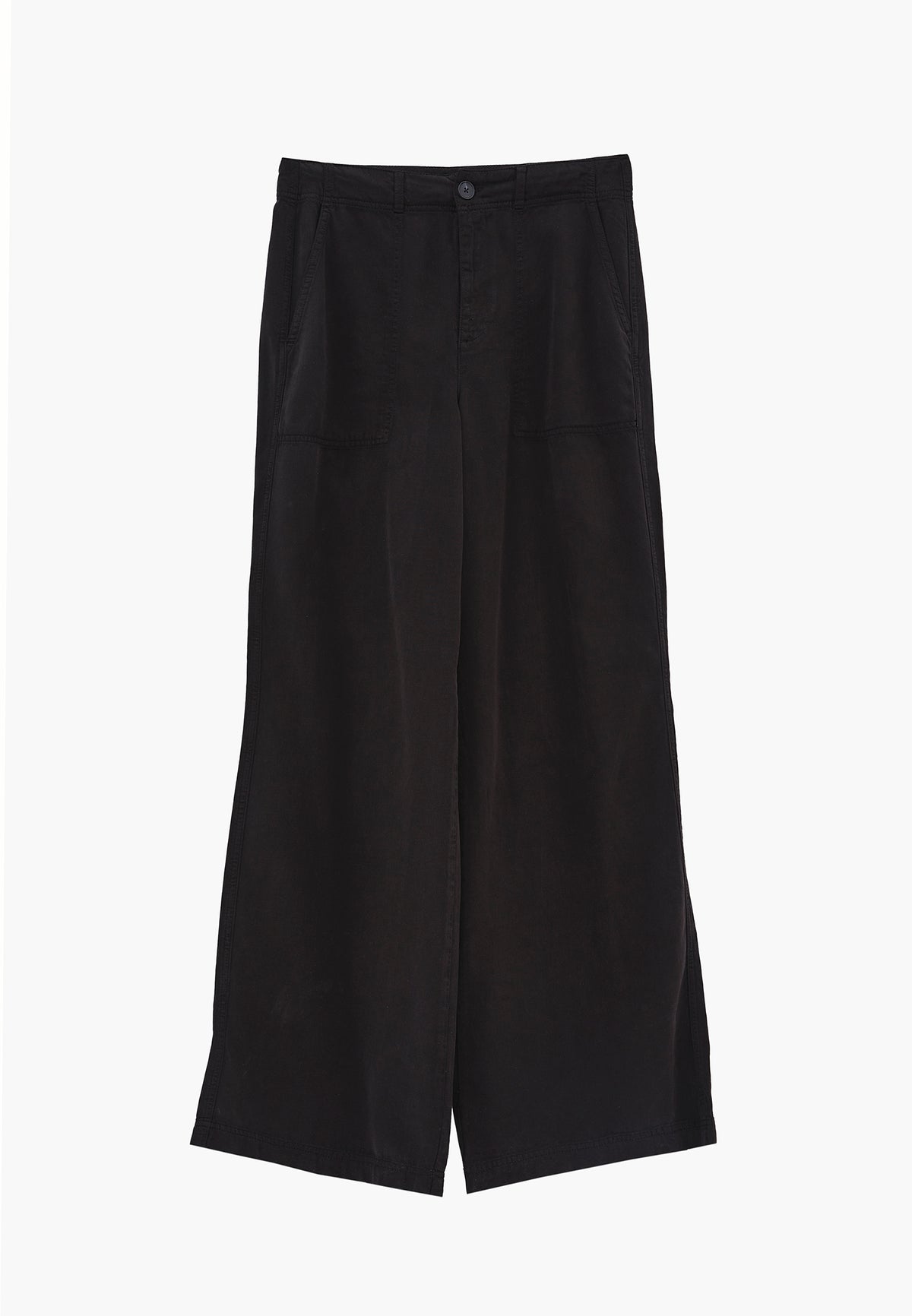 High Waist Pocket Detailed Wide Leg Pants - BLACK