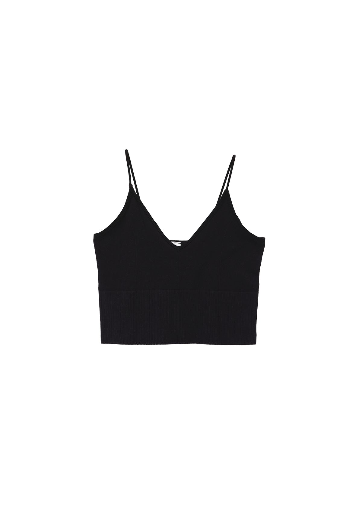 Seamless V Neck Tank Top - BLACK