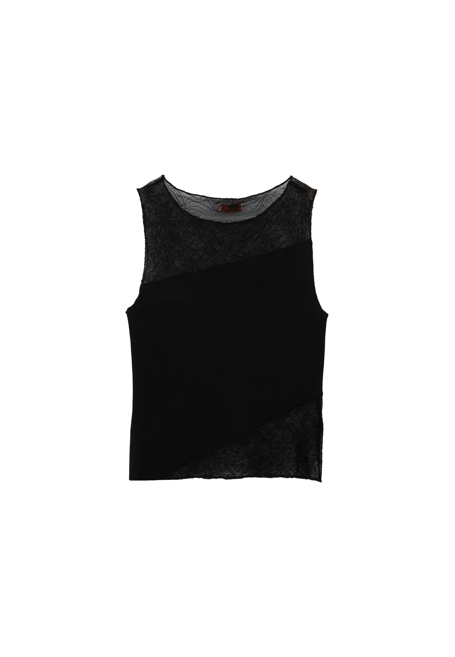 Boat Neck Bodycon Standard Tank Top - BLACK
