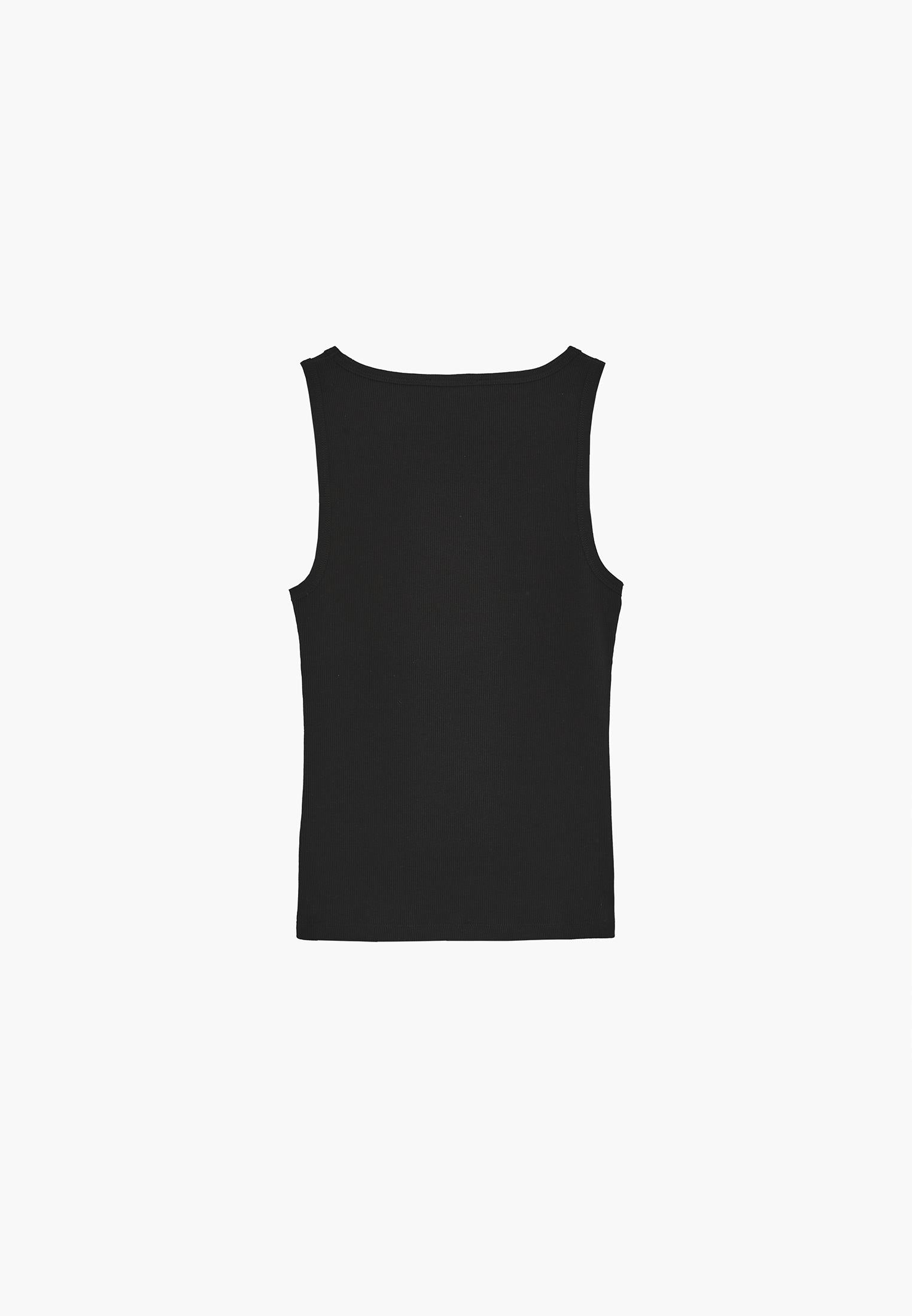 Sleeveless Bodycon Tank Top with Square Neckline - BLACK