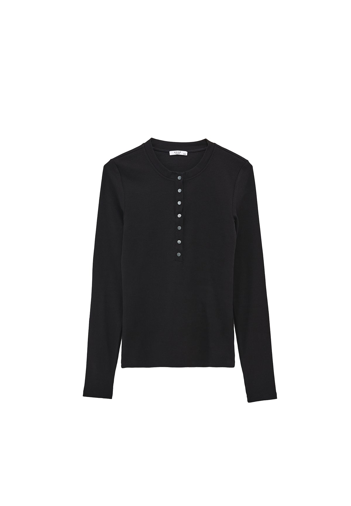 Long Sleeve Crew Neck Bodycon T-Shirt - BLACK