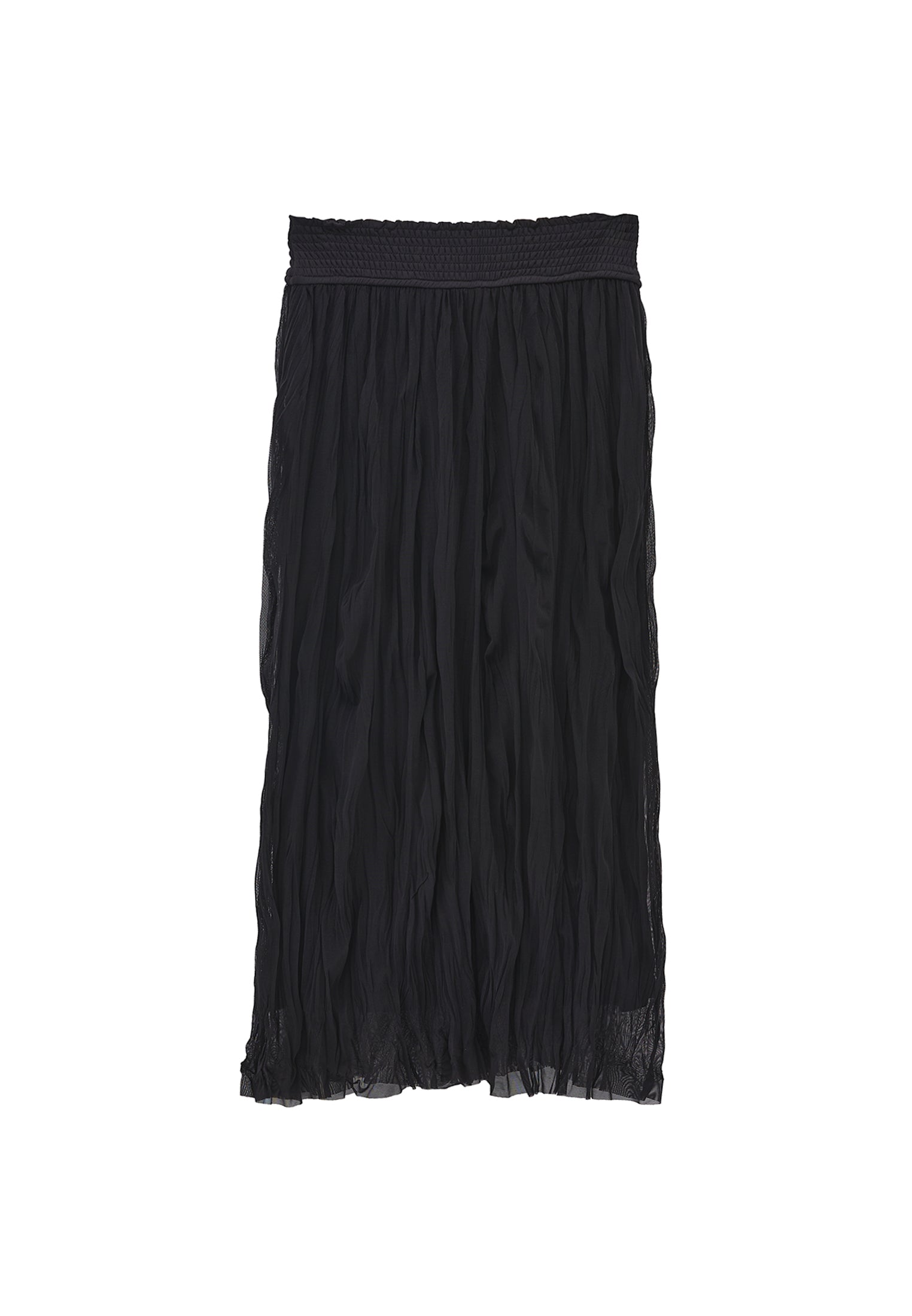 Wrinkled Look Midi Skirt - BLACK