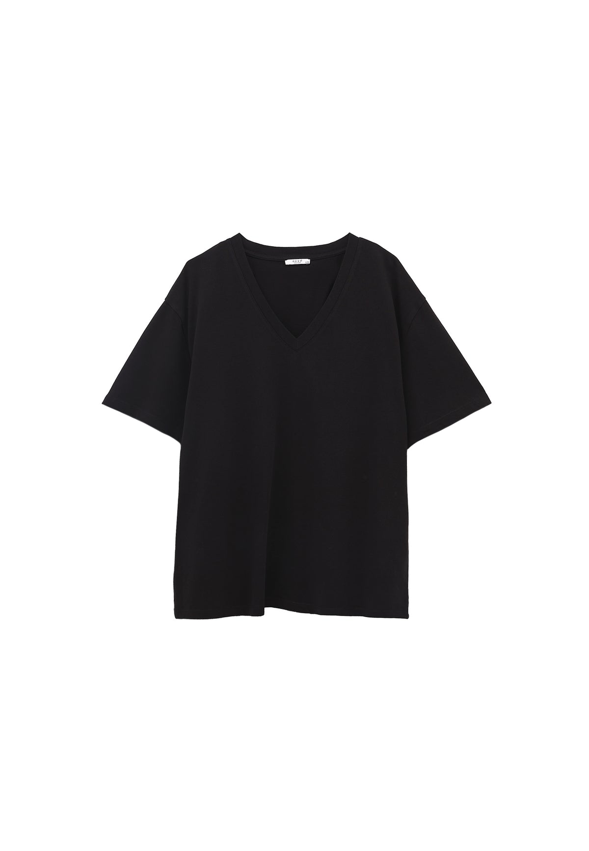 V Neck Boyfriend T-Shirt - BLACK