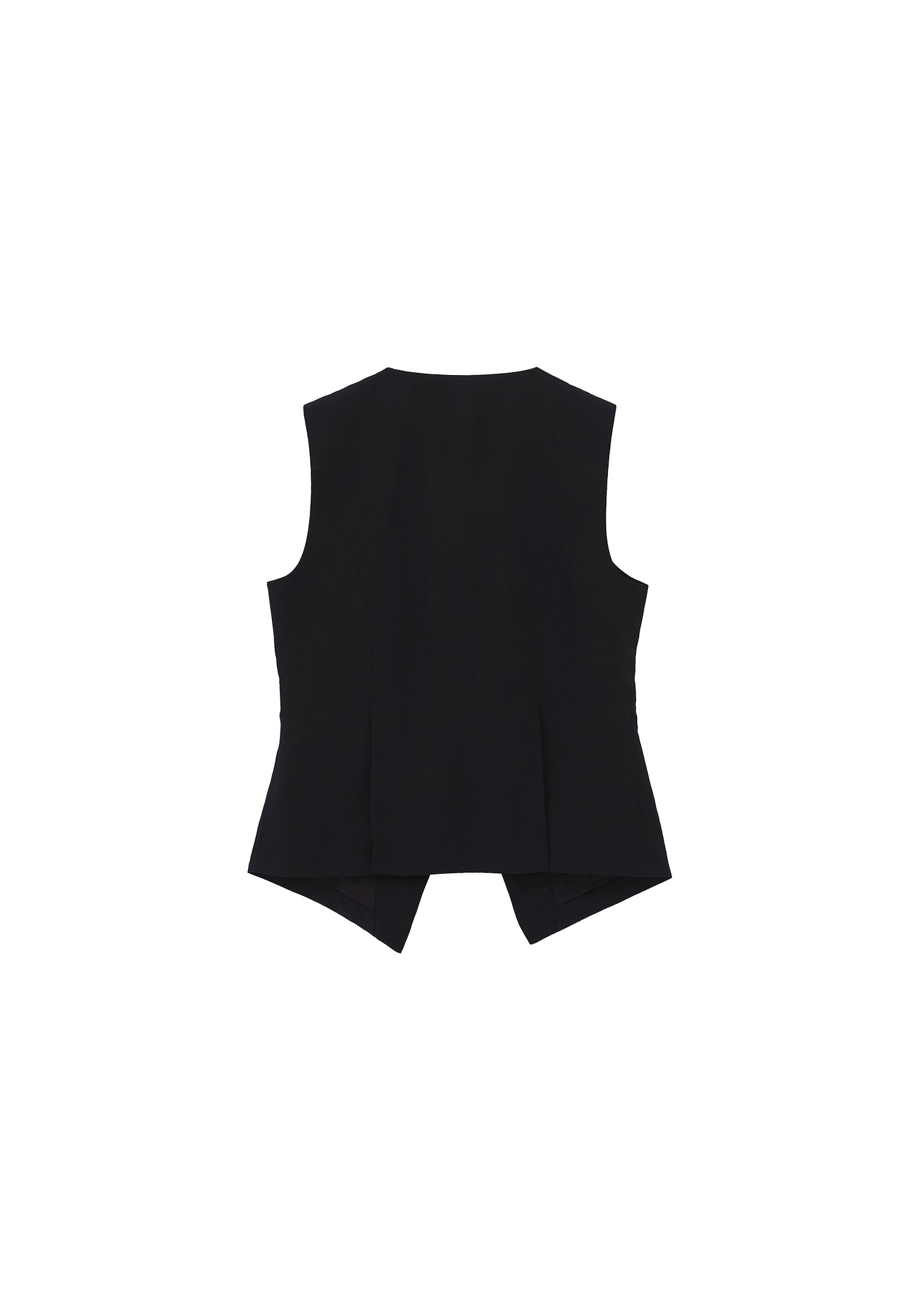 Sleeveless Vest With Button Details - BLACK