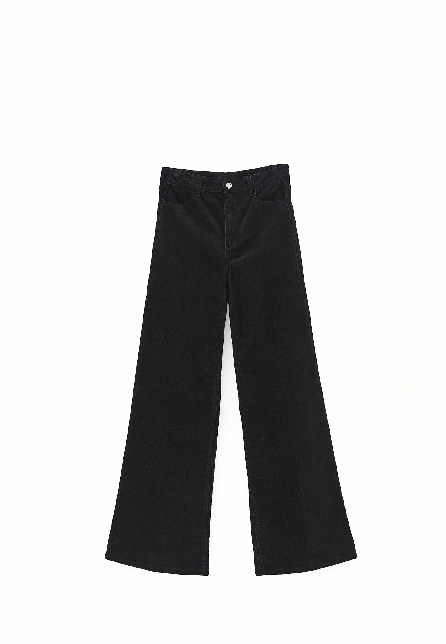 Corduroy Wide Leg Pants - BLACK