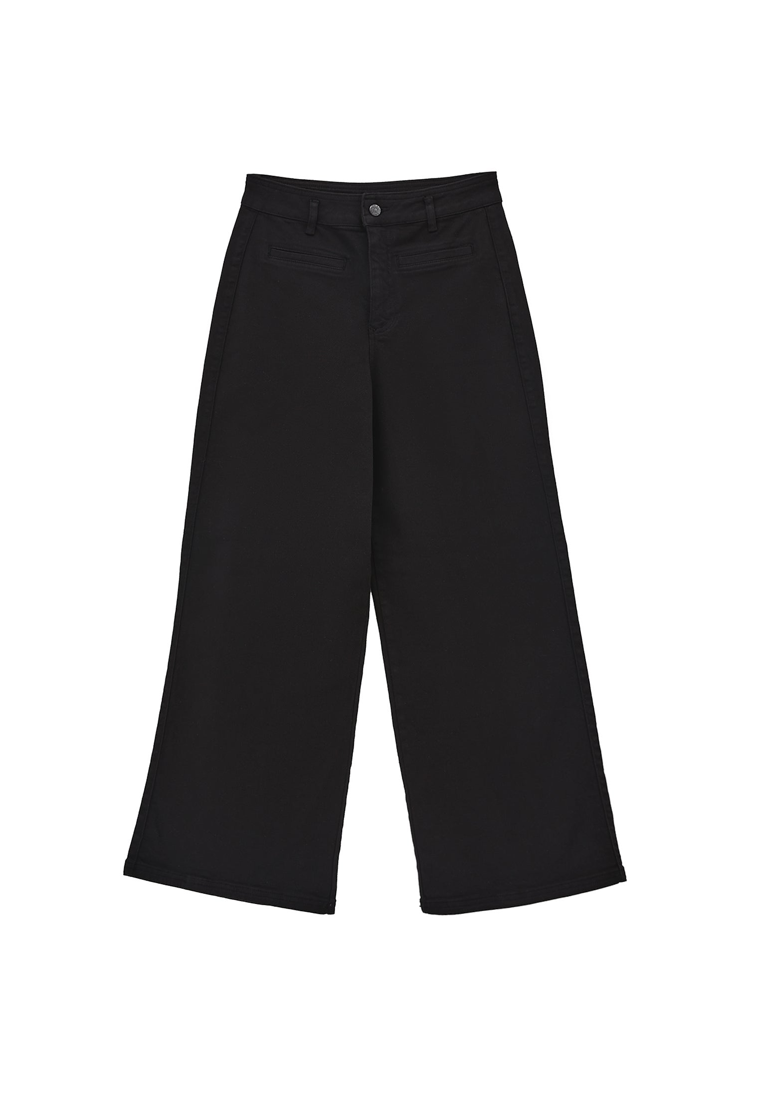 Wide Leg Trousers With Pocket Detail - BLACK