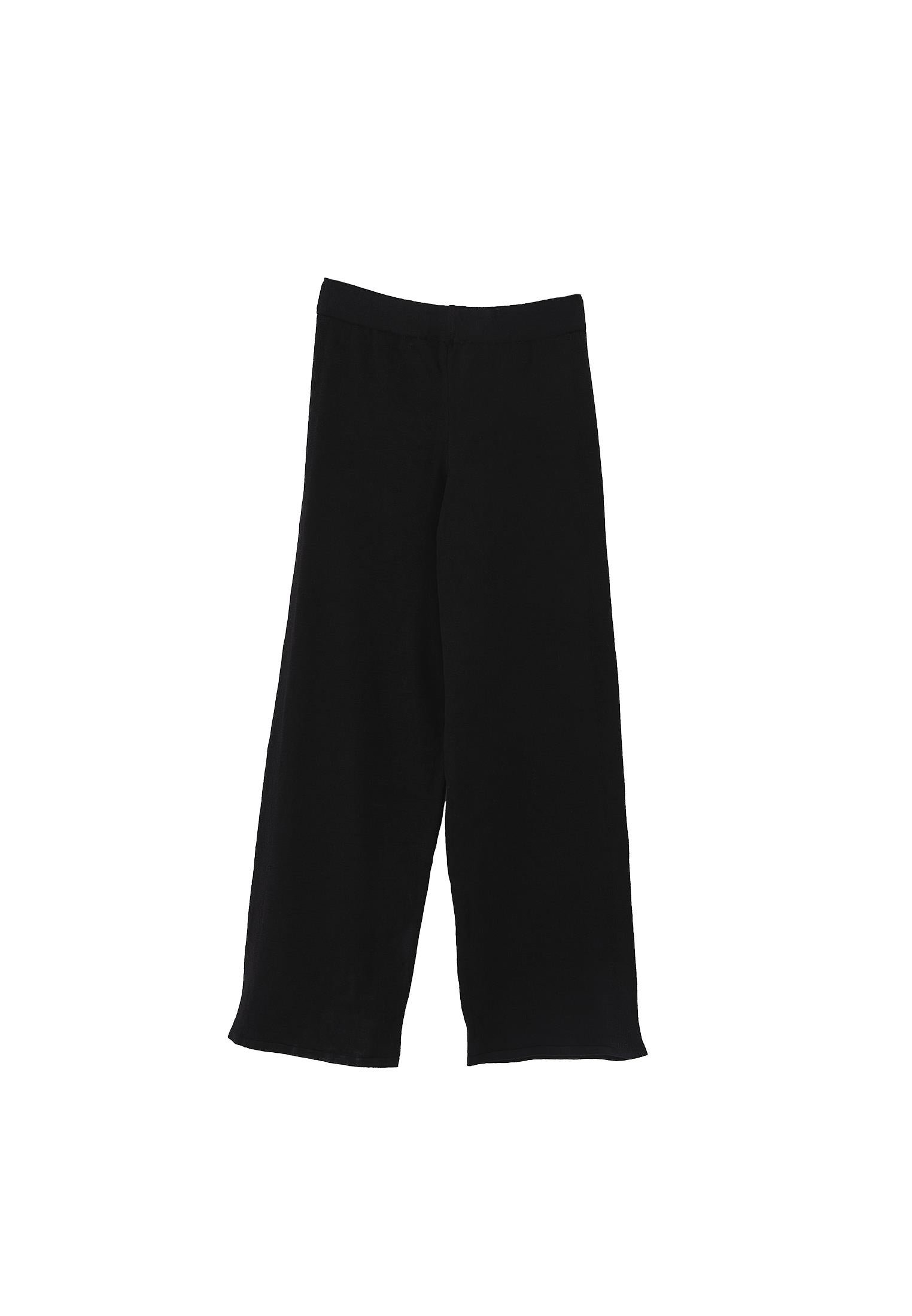 Relaxed Fit High Waist Wide Leg Pants - BLACK