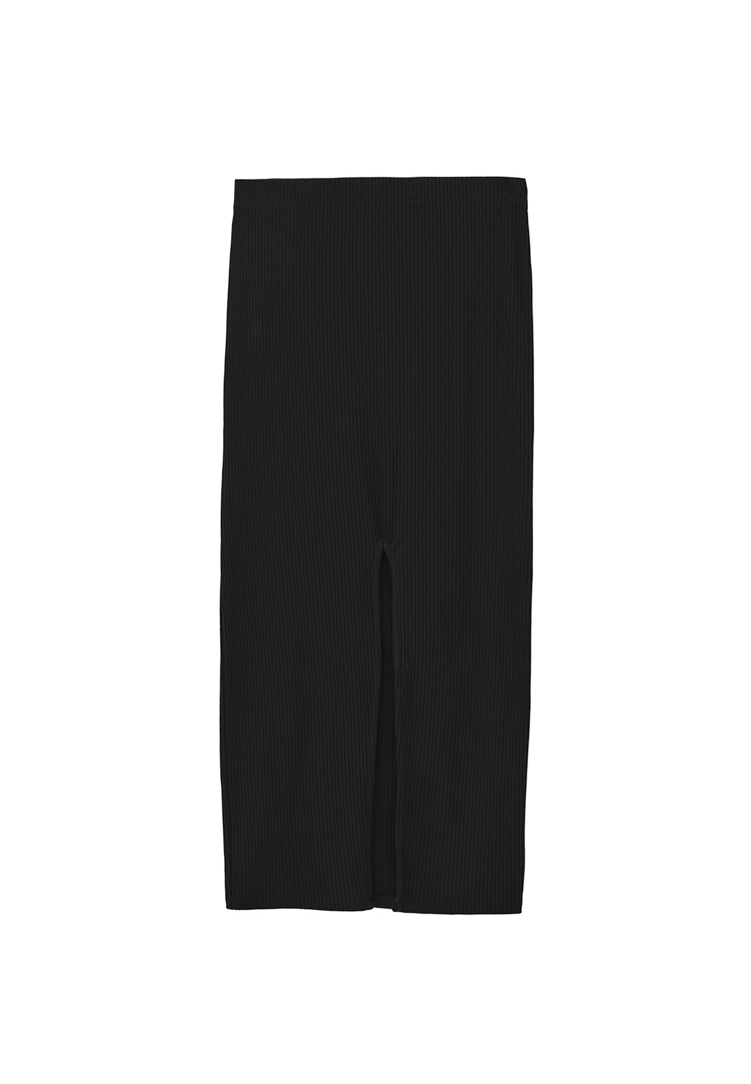Midi Skirt With Slit Detail And High Waist - BLACK