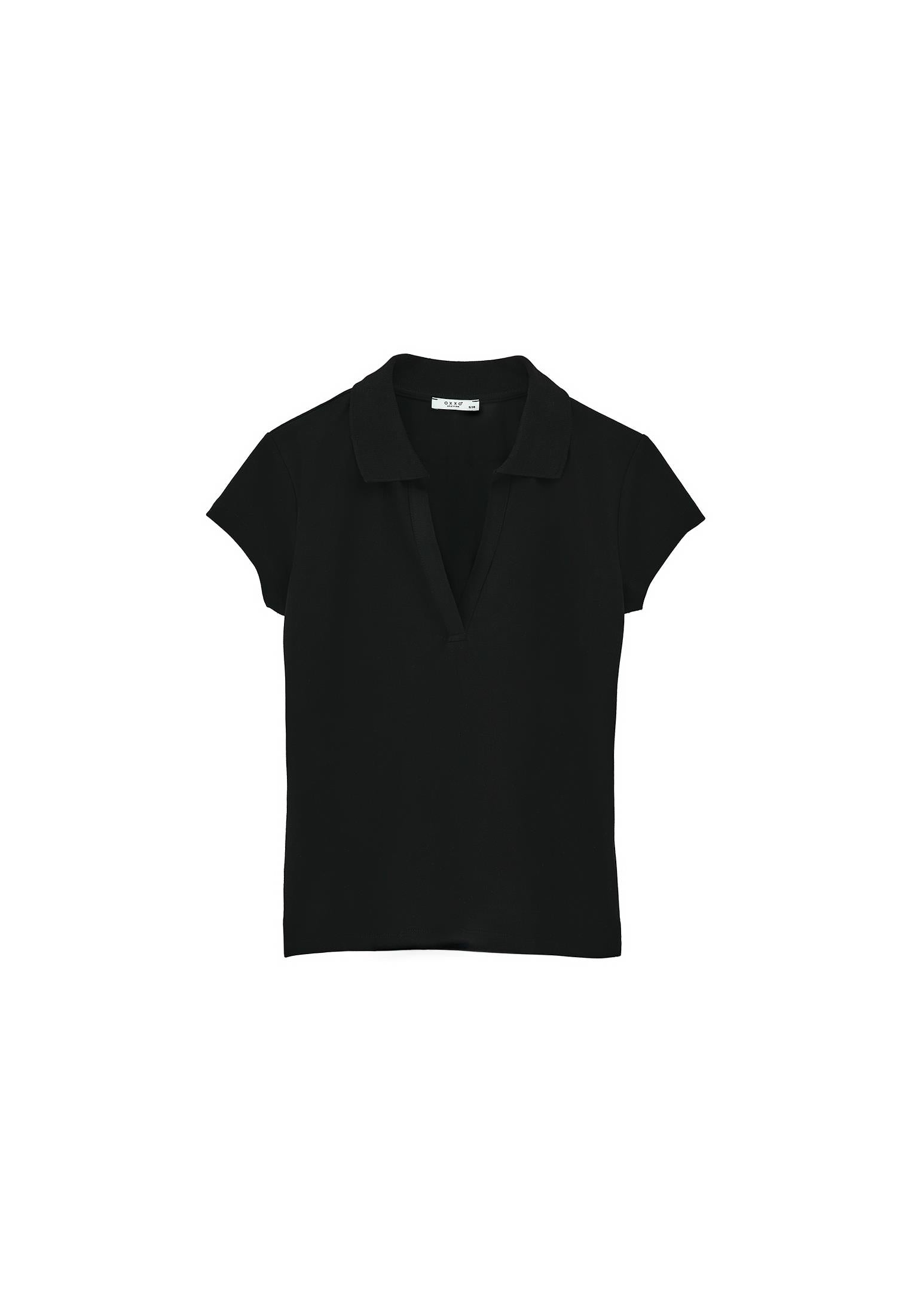 Polo Collar T-Shirt - BLACK