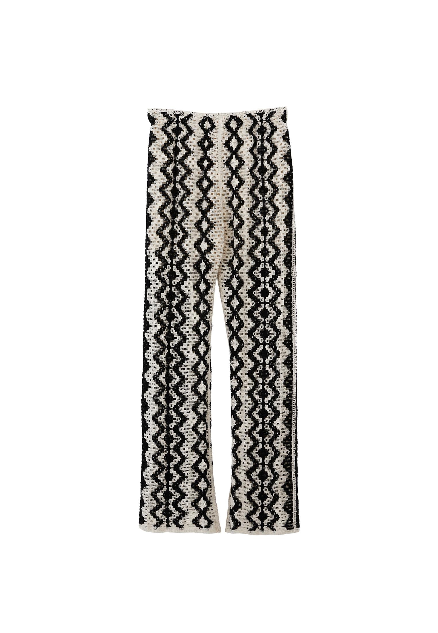 High Waist Pants - ICE MILK/BLACK