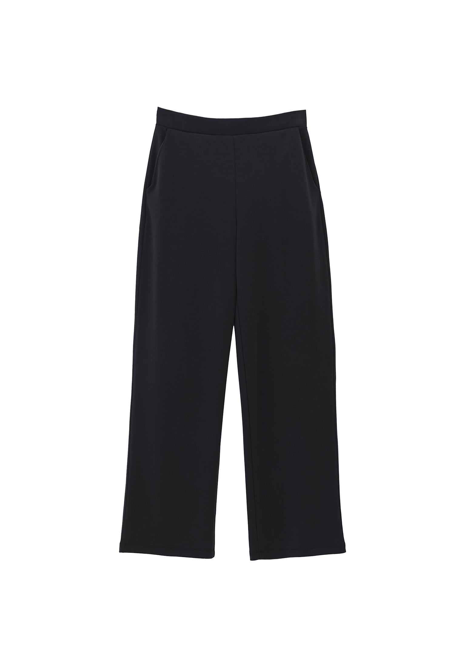 High Waist Standard Straight Leg Pants - BLACK