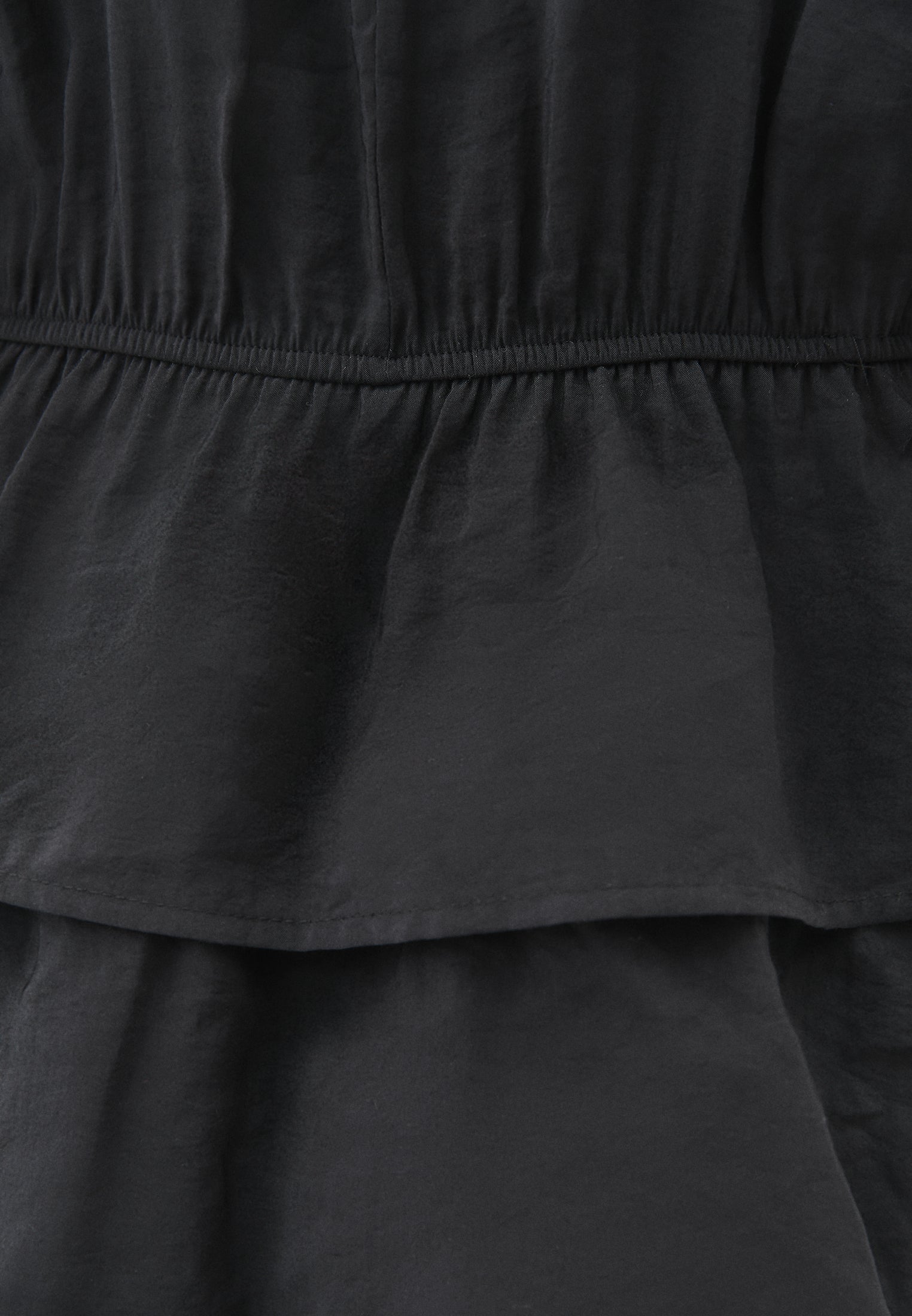 Draped V Neck Dress - BLACK