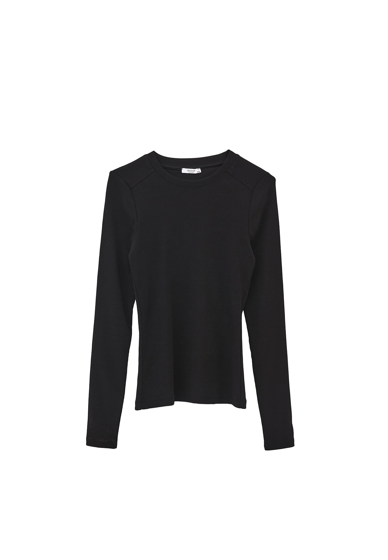 Bodycon Crew Neck T-Shirt - BLACK