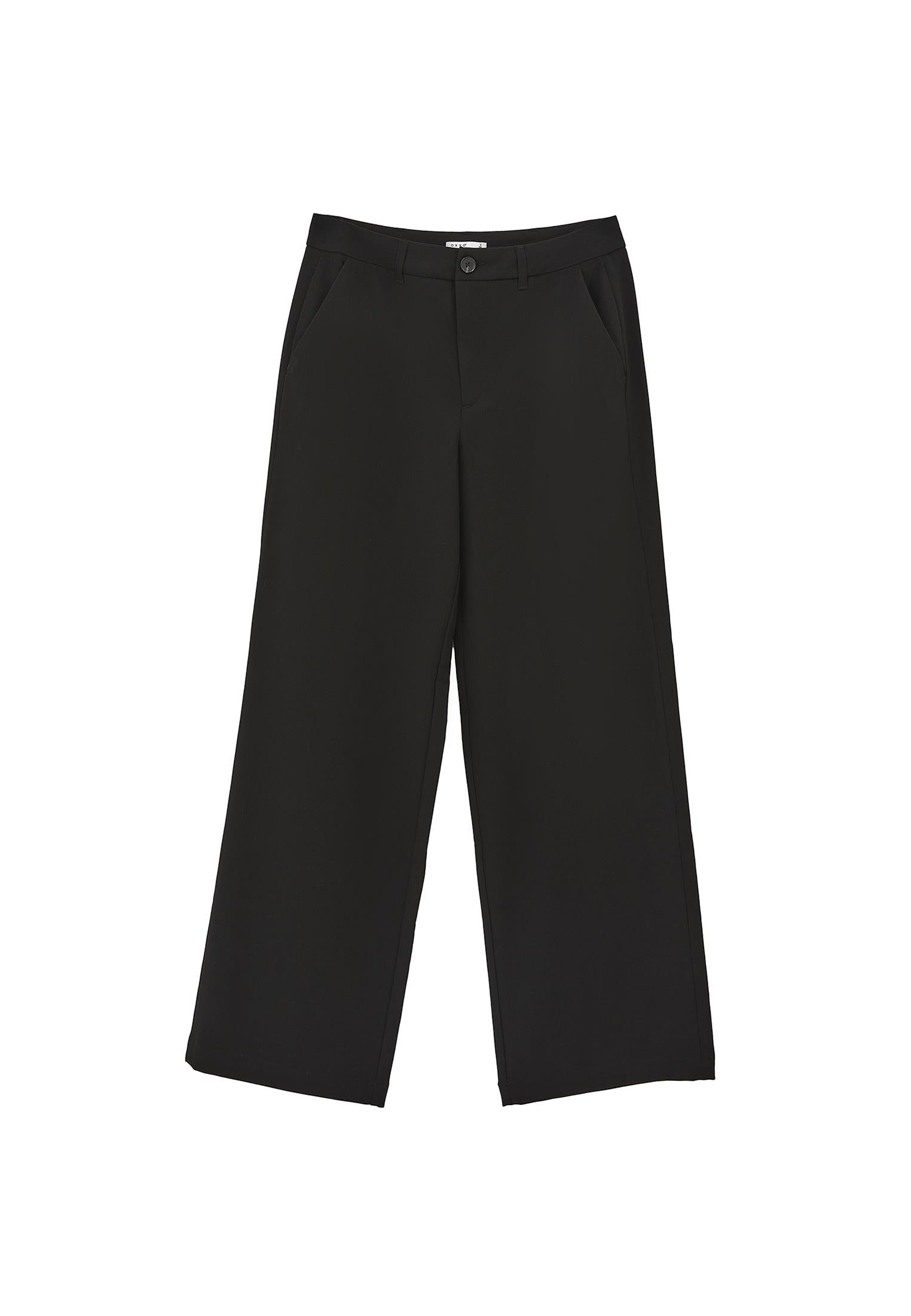 Straight Leg Buttoned Pants - BLACK
