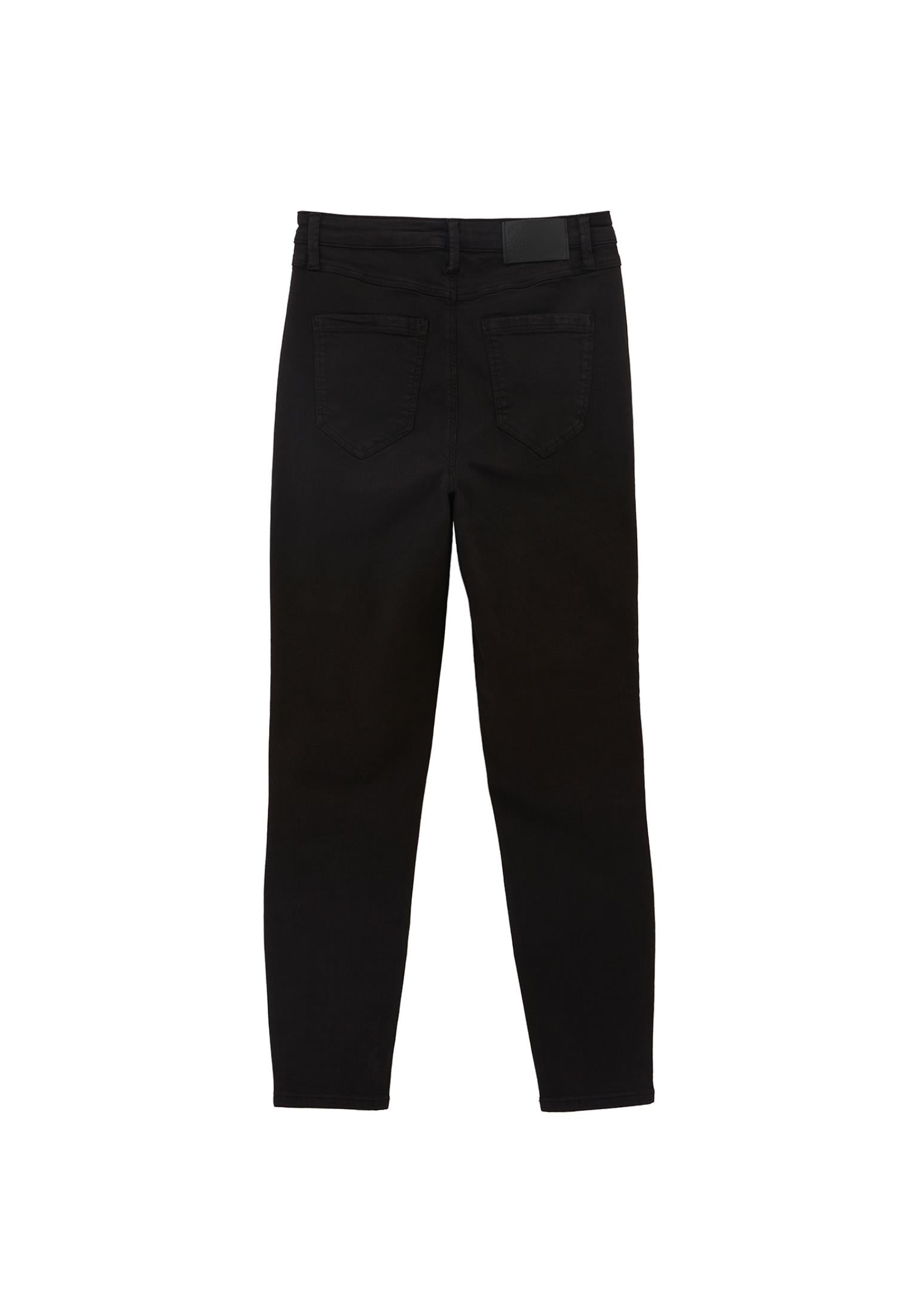 High Waist Cropped Skinny Pants With Pocket Detail - BLACK