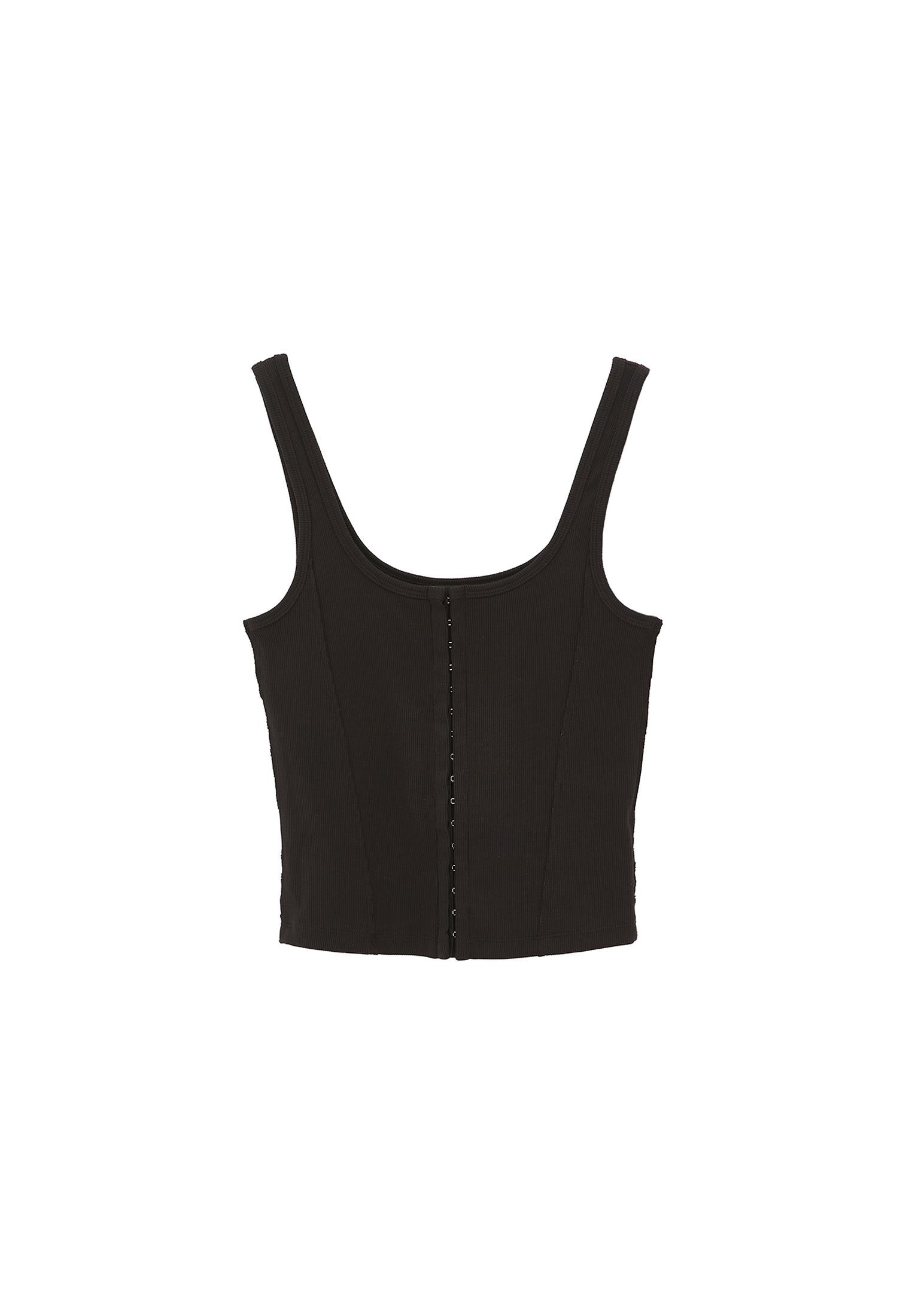 U Neck Bodycon Tank Top - BLACK