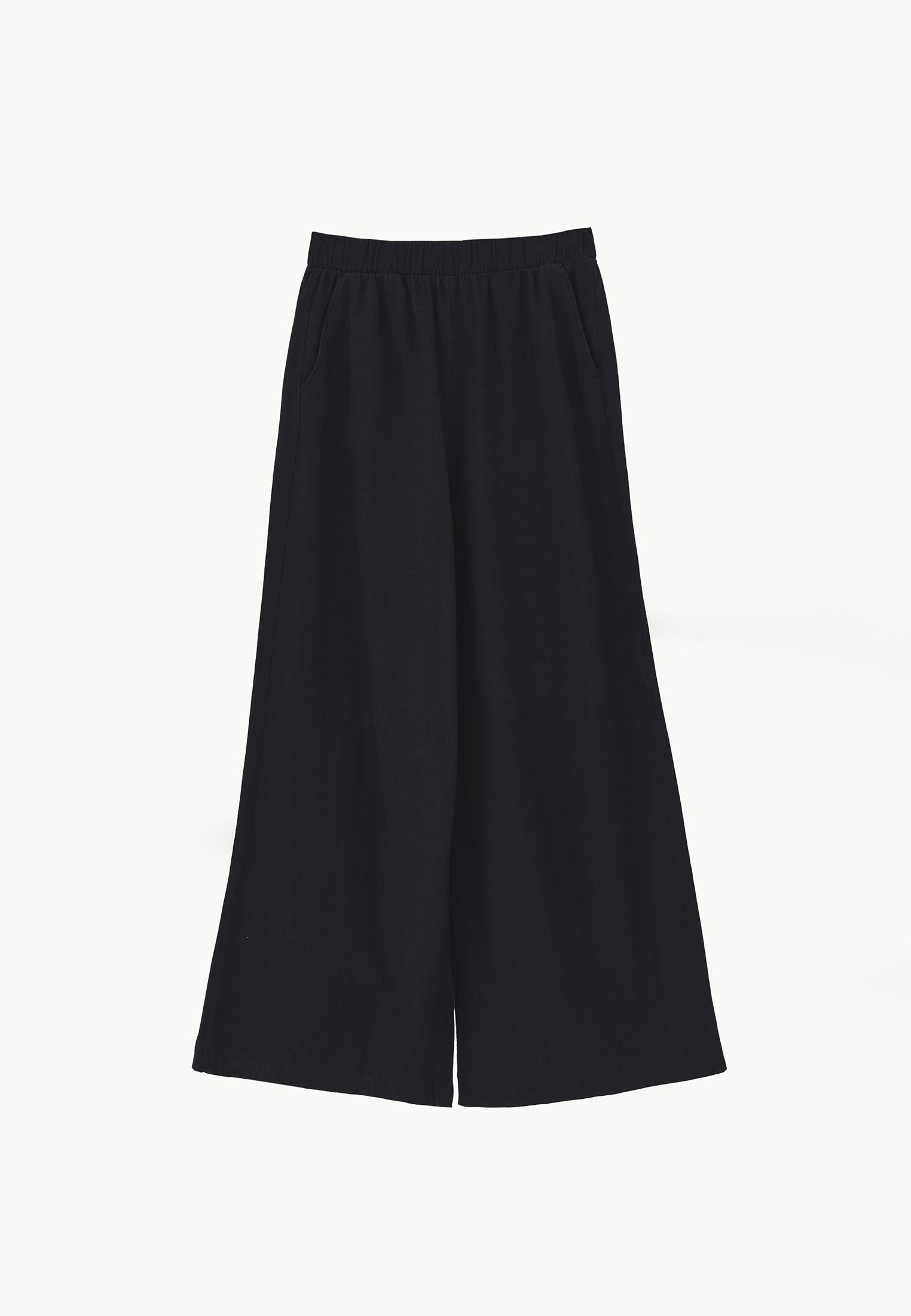 Ultra High Waist Wide Leg Pants - BLACK