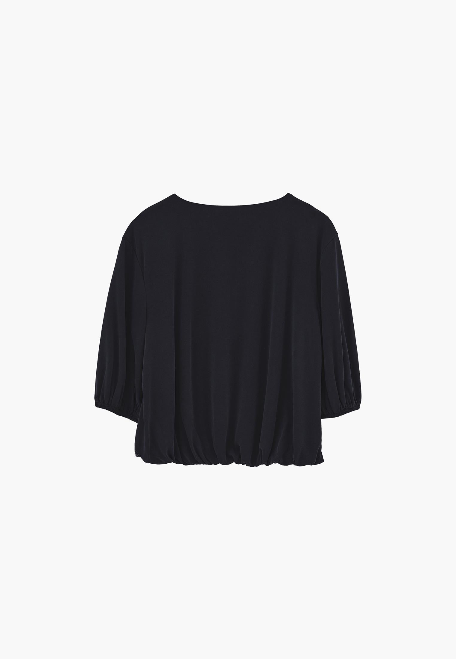 Crew Neck 3/4 Sleeve T-Shirt - BLACK