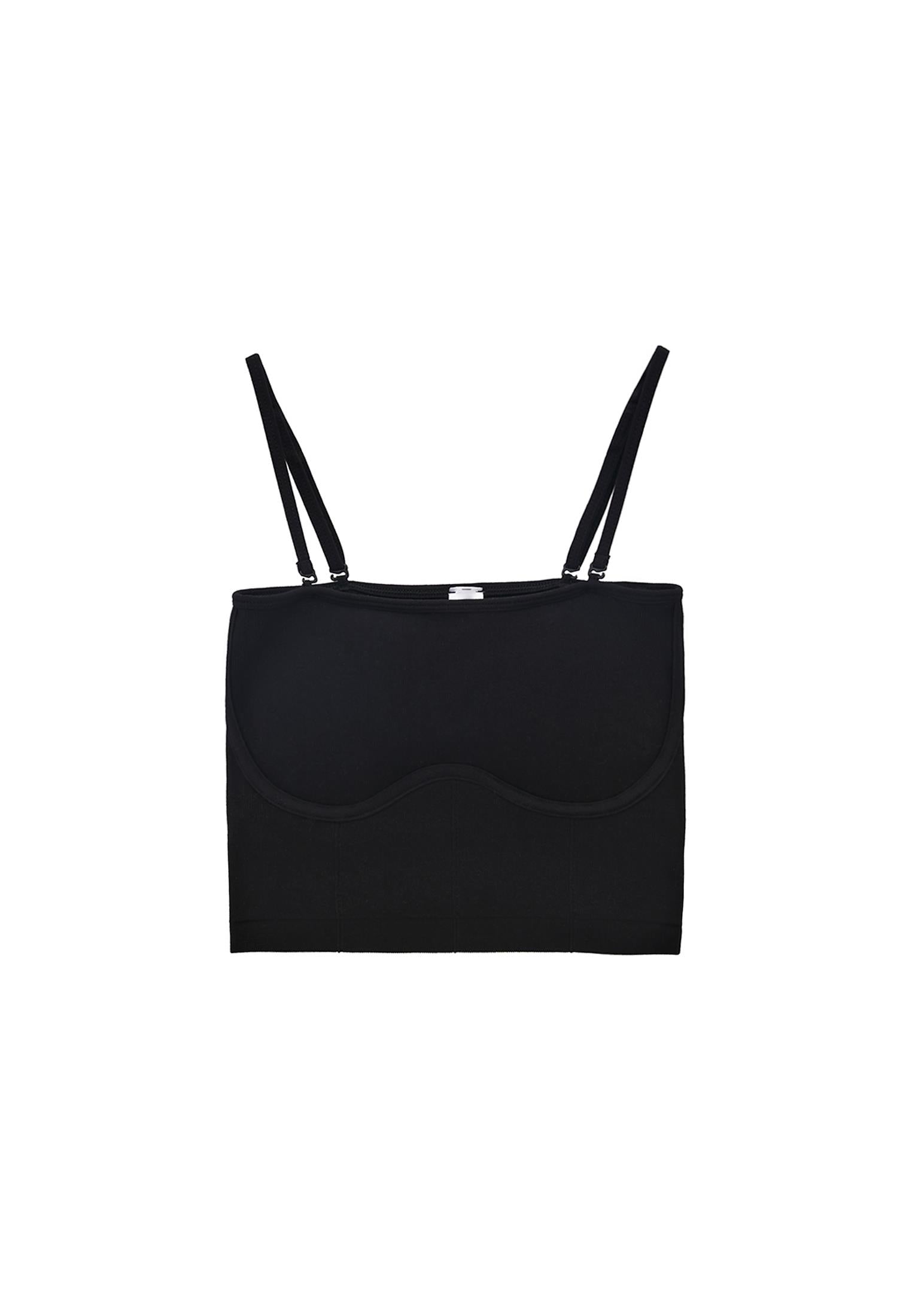 Jacquard Strapless Sleeveless Top - BLACK