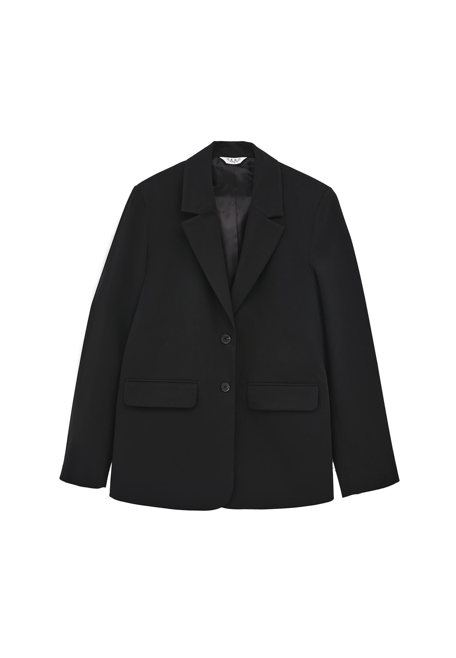 Oversize Blazer With Button Details - BLACK