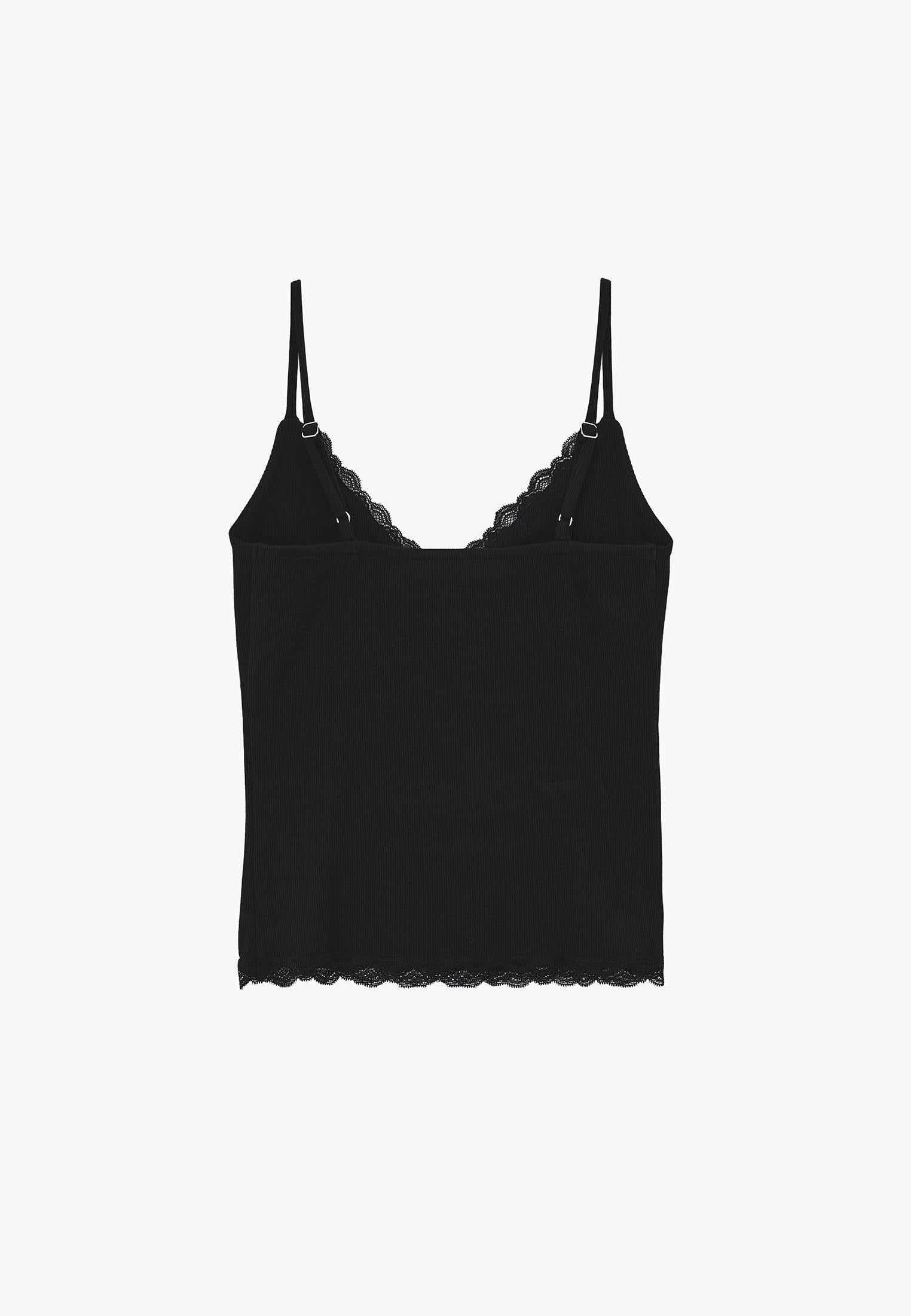 V Neck Women Tank Top - BLACK