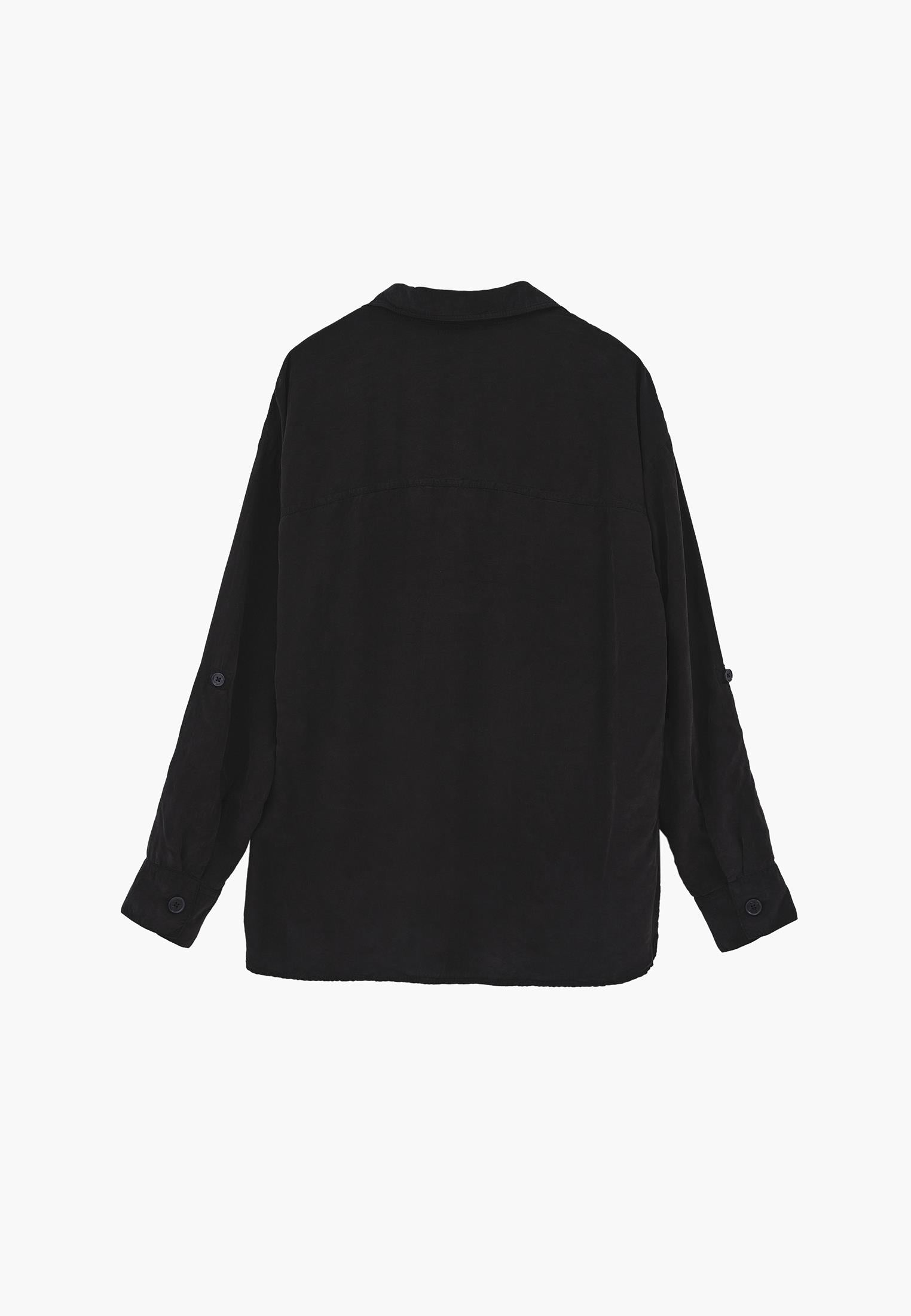 Oversize Pocketed Shirt - BLACK