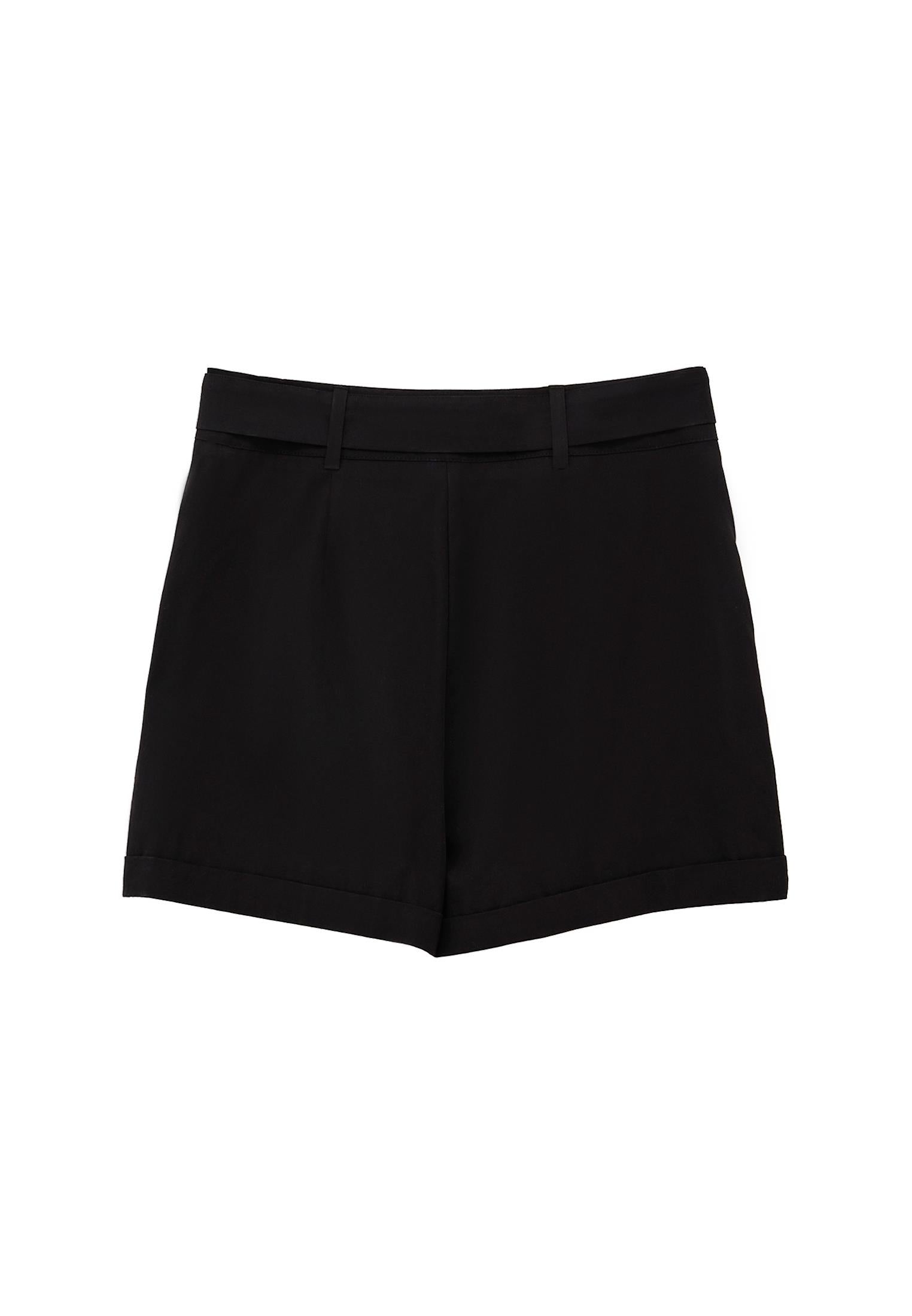 Ultra High Waist Buckled Short Shorts - BLACK