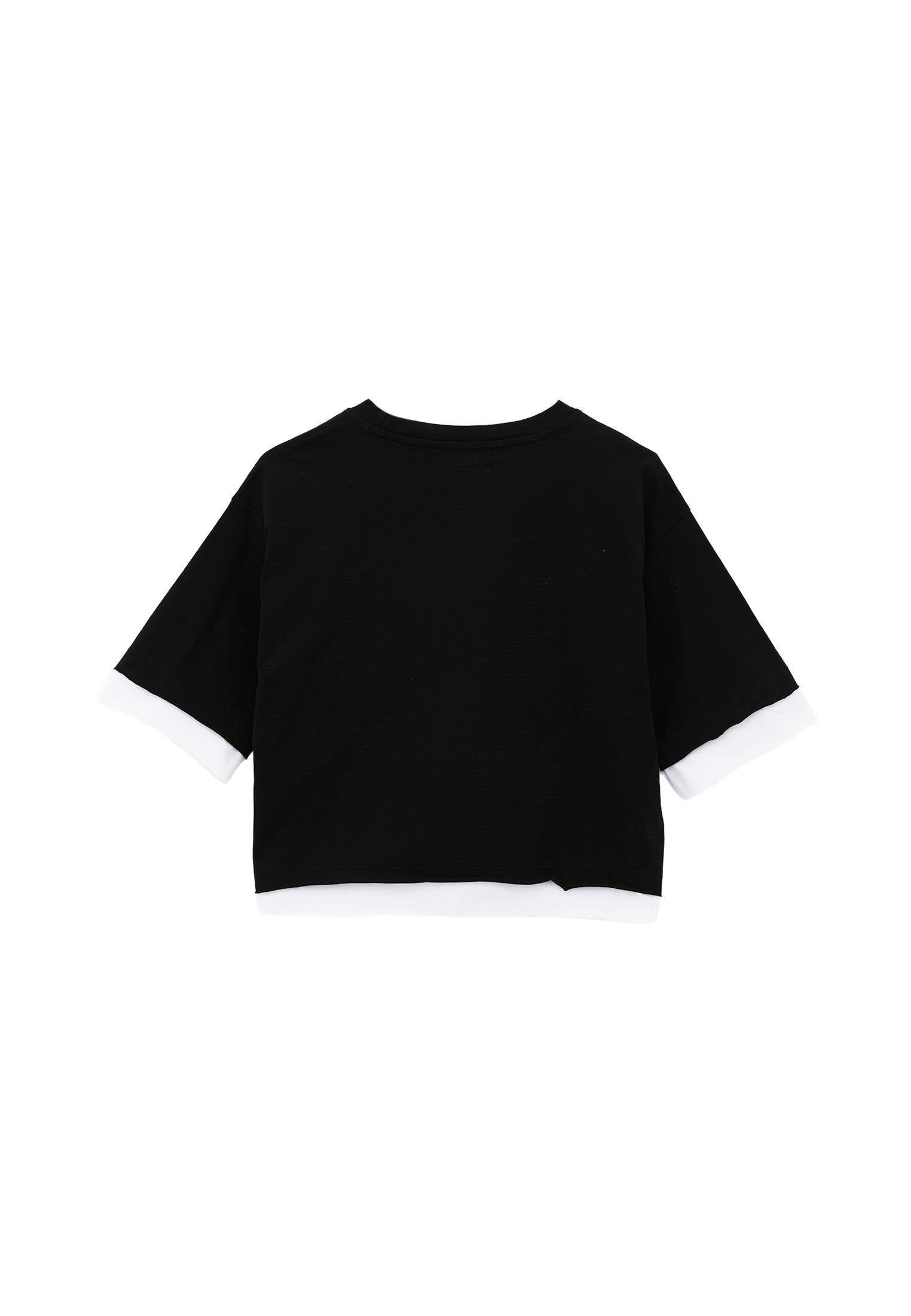 Cropped Crew Neck T-Shirt - BLACK