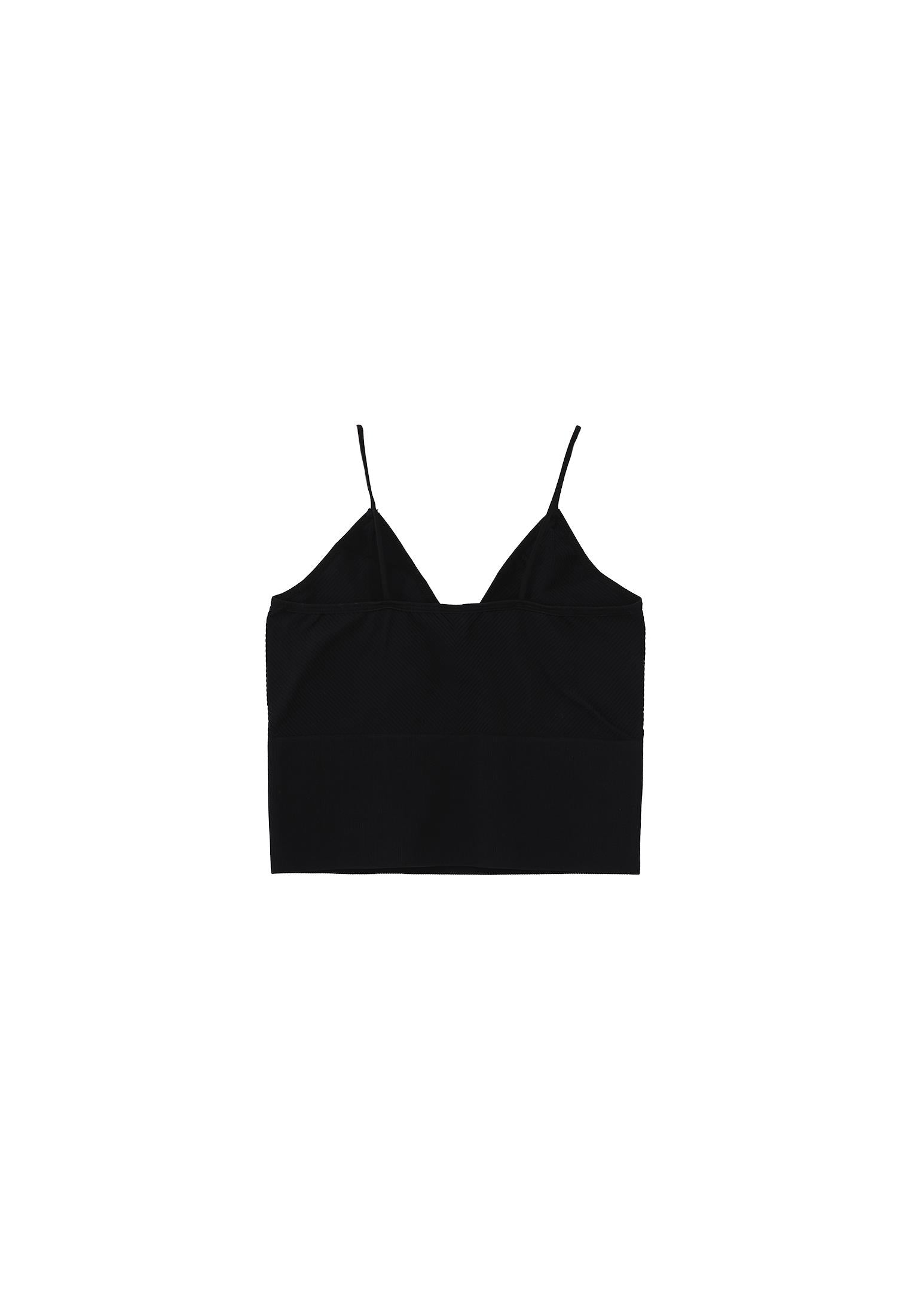 Jacquard Patterned V Neck Tank Top - BLACK