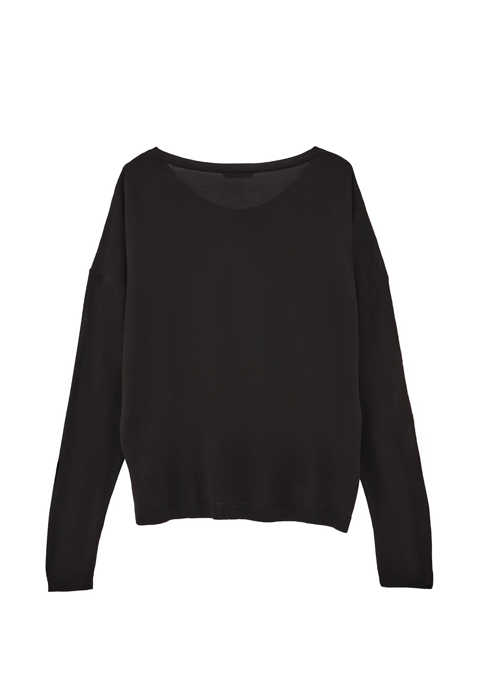 Winter Boat Neck Sweater - BLACK
