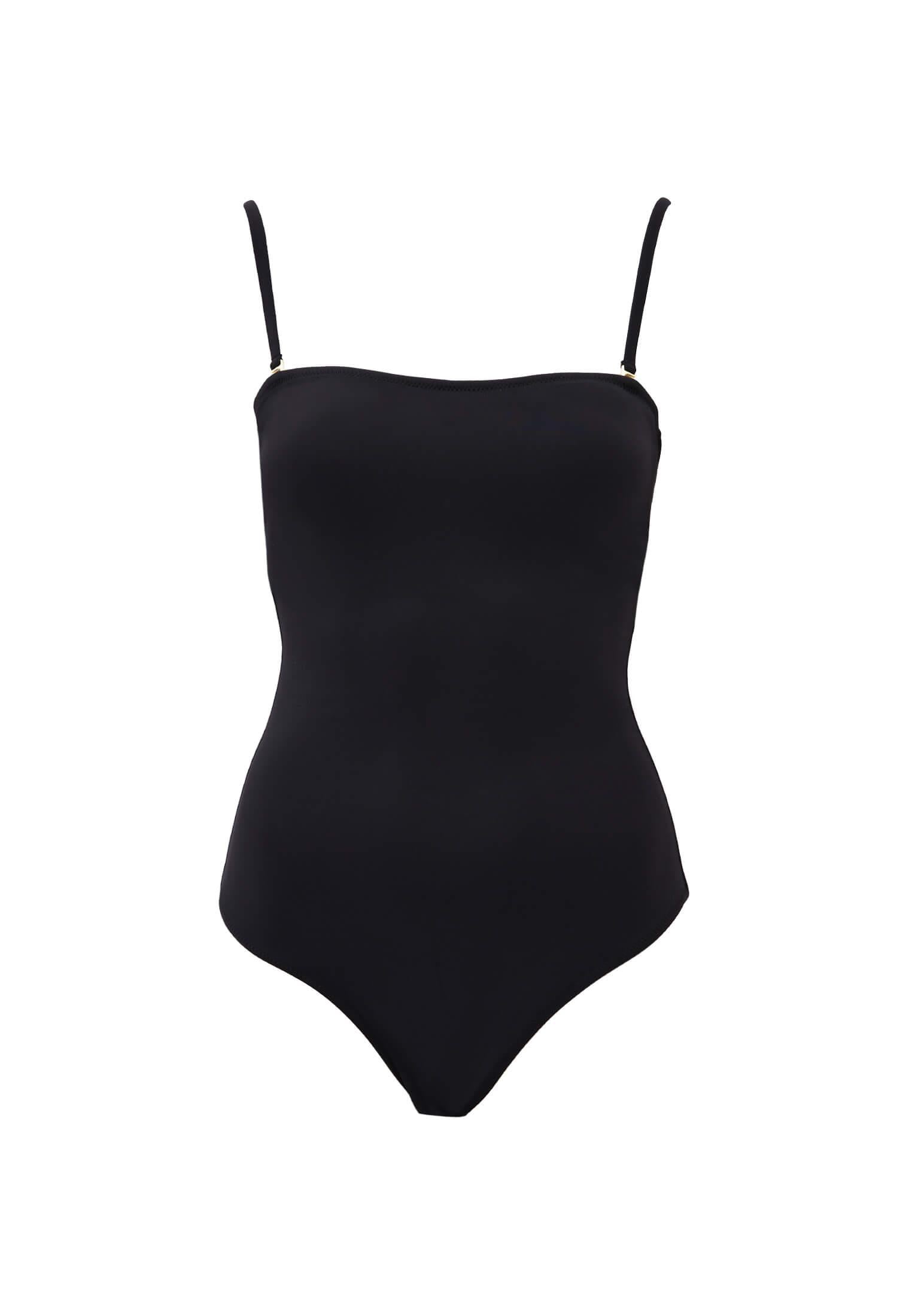 Strapless Strapped Swimsuit - BLACK