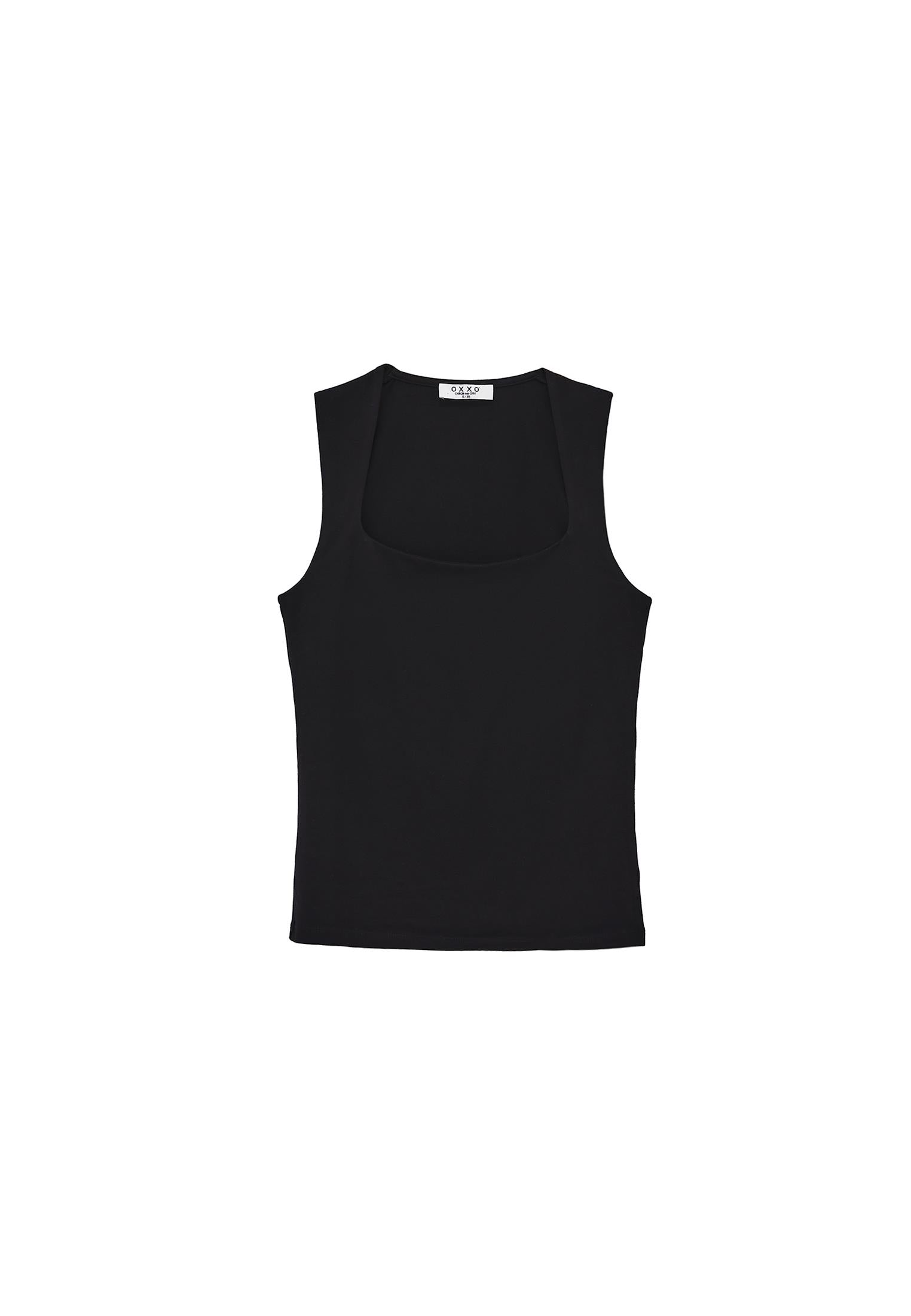 Square Neck Modal Tank Top - BLACK