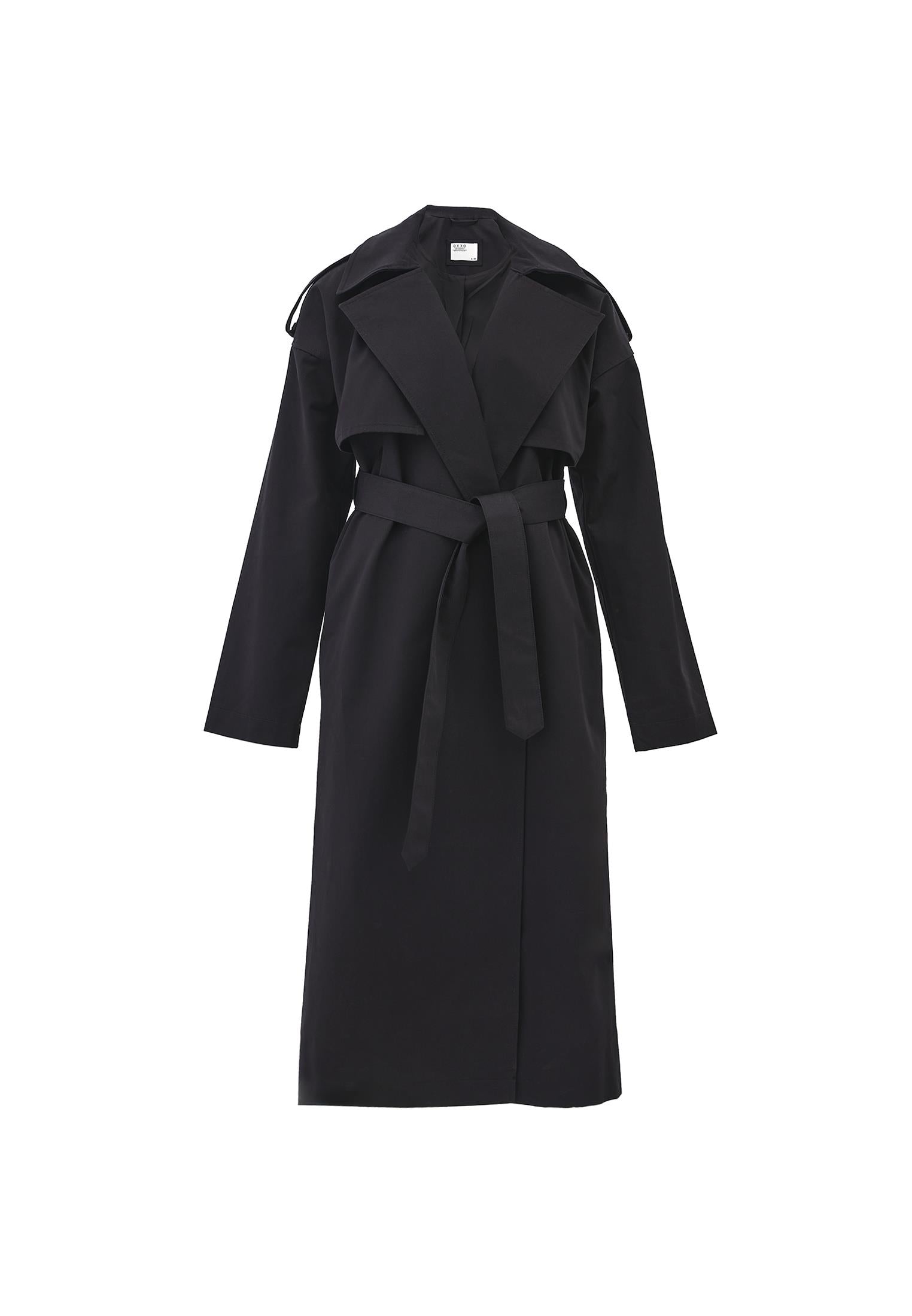 Cotton Belted Trenchcoat - BLACK