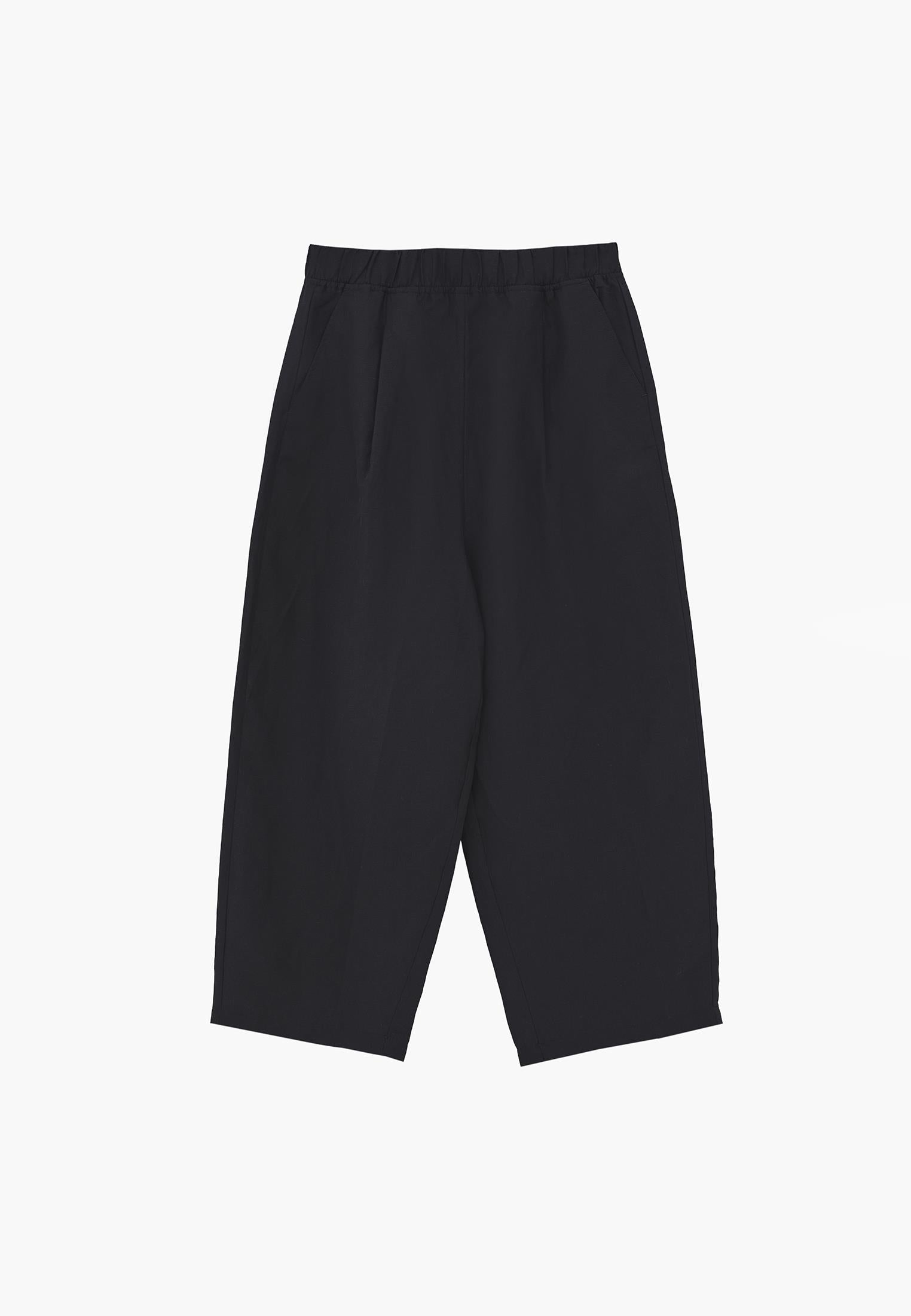 Balloon Form Elastic High Waist Carrot Pants - BLACK