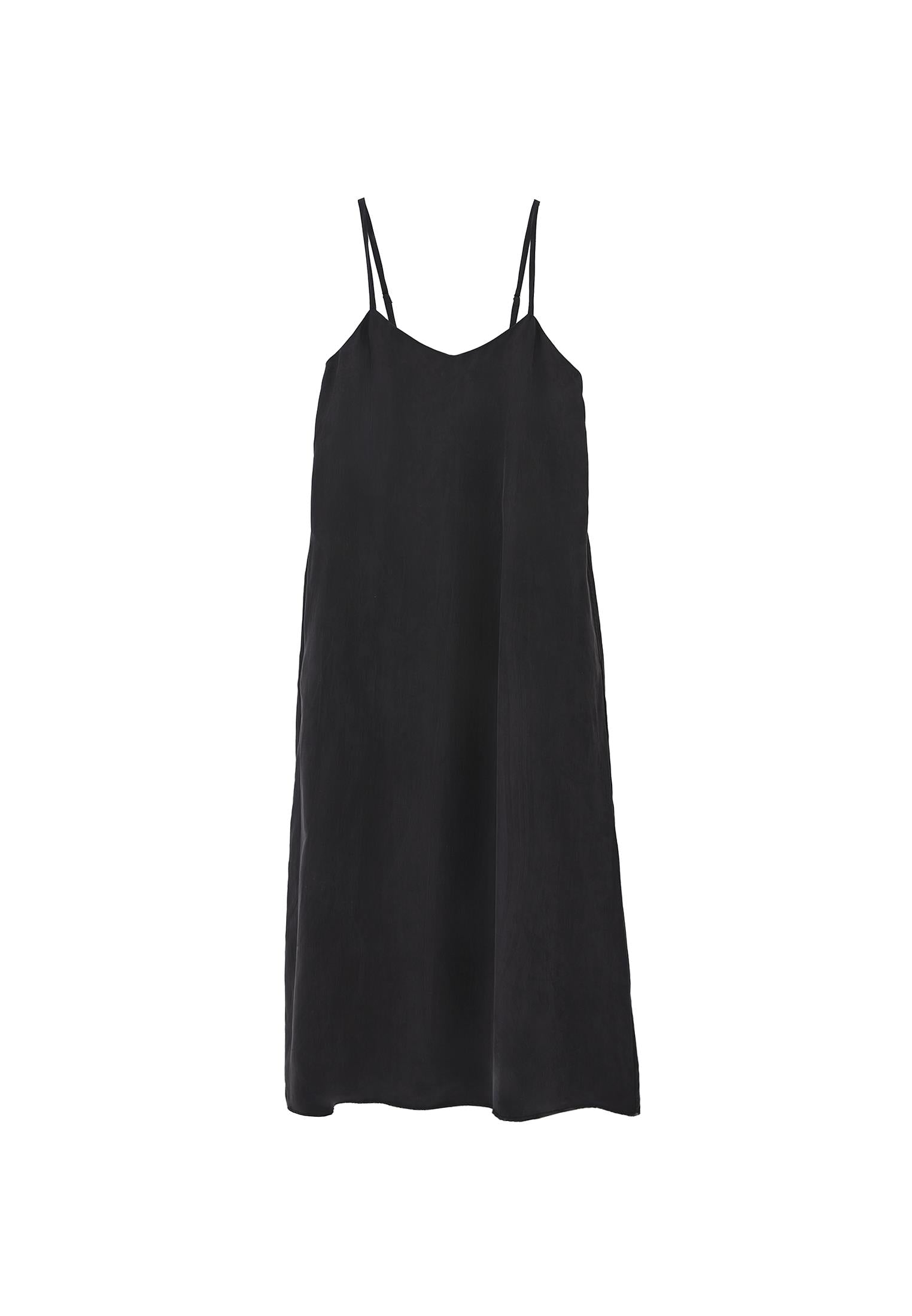 V Neck Strappy Dress - BLACK