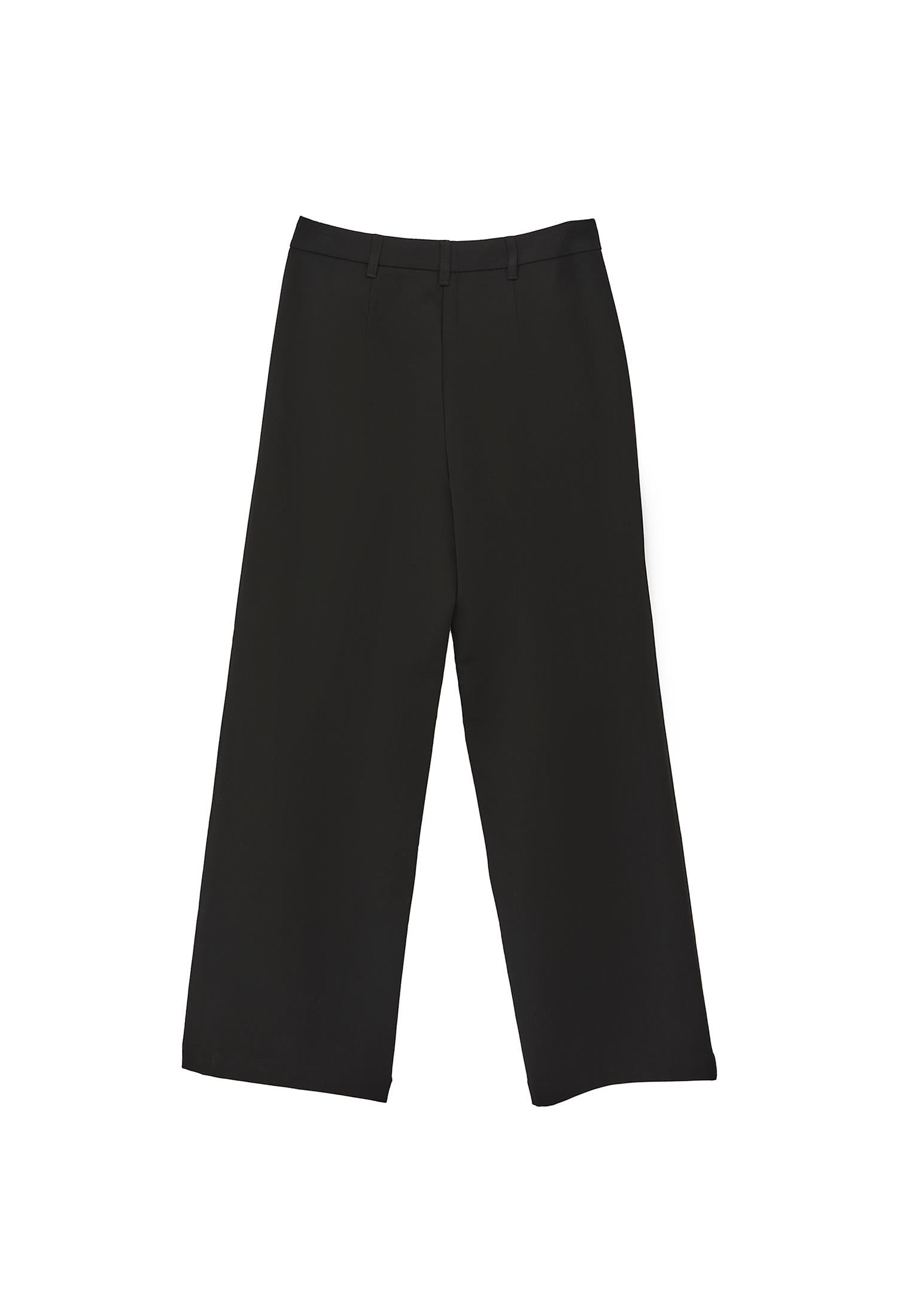 Straight Leg Buttoned Pants - BLACK