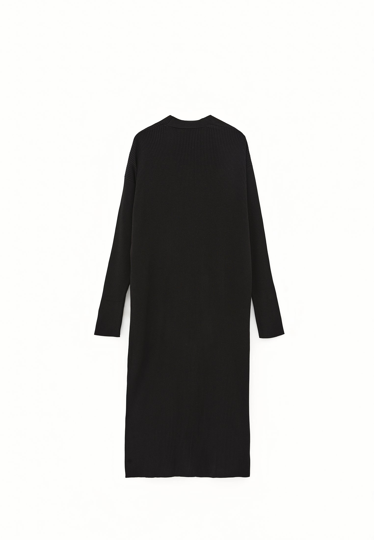 Ribbed Long Sleeve Cardigan - BLACK