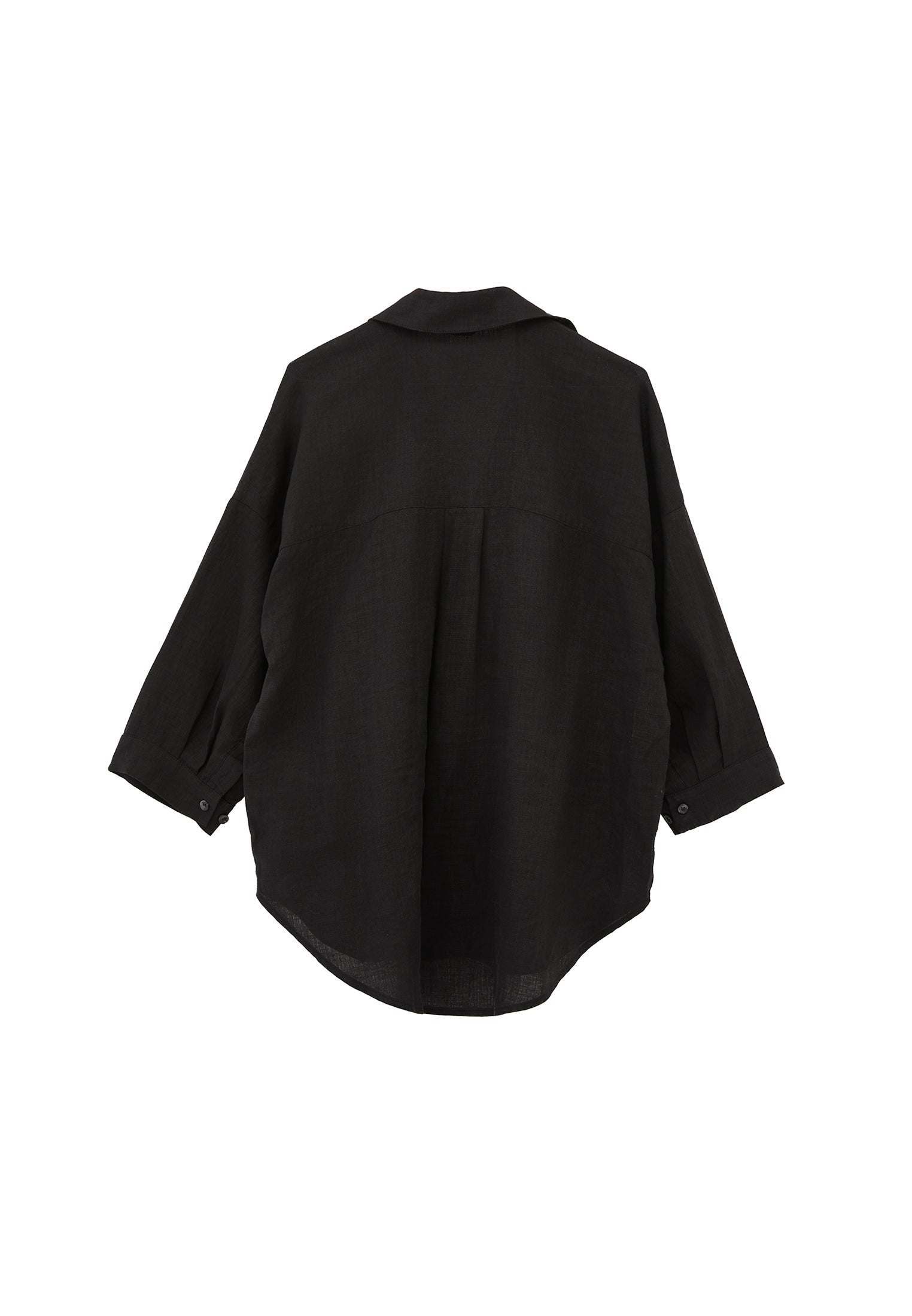 Shirt With Button Details At Tunic Length - BLACK