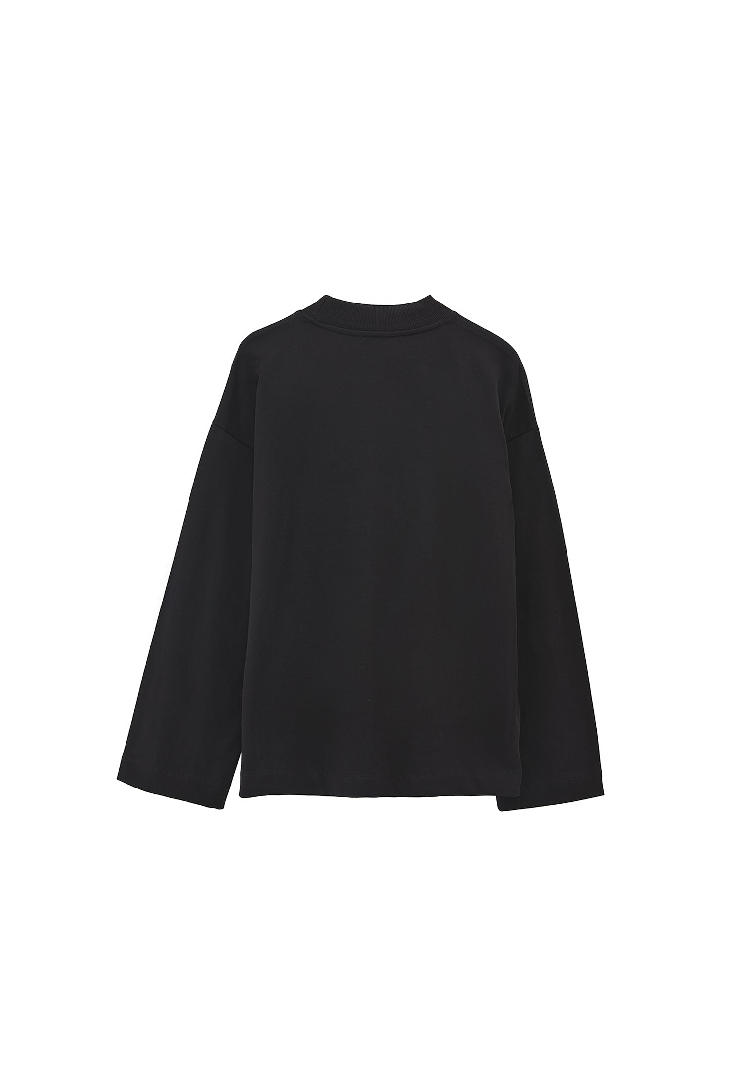 High Neck Oversize T-Shirt - BLACK