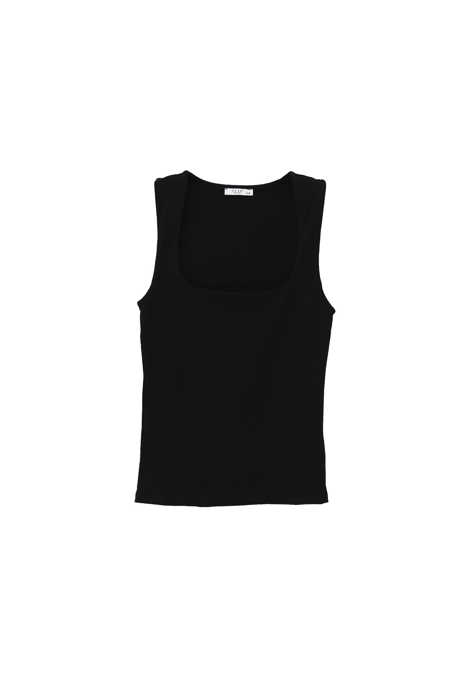 Square Neck Tank Top - BLACK