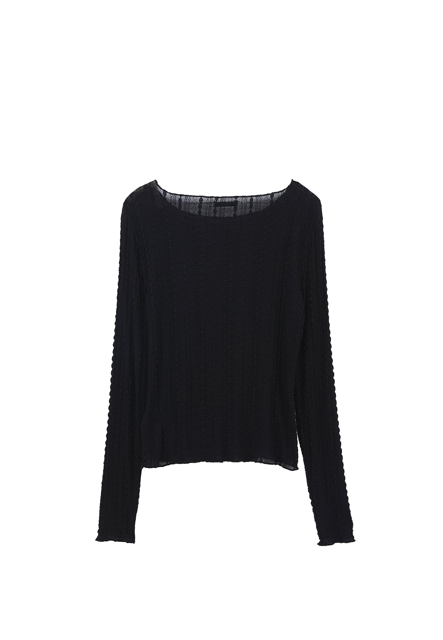 Boat Neck Lace Blouse - BLACK