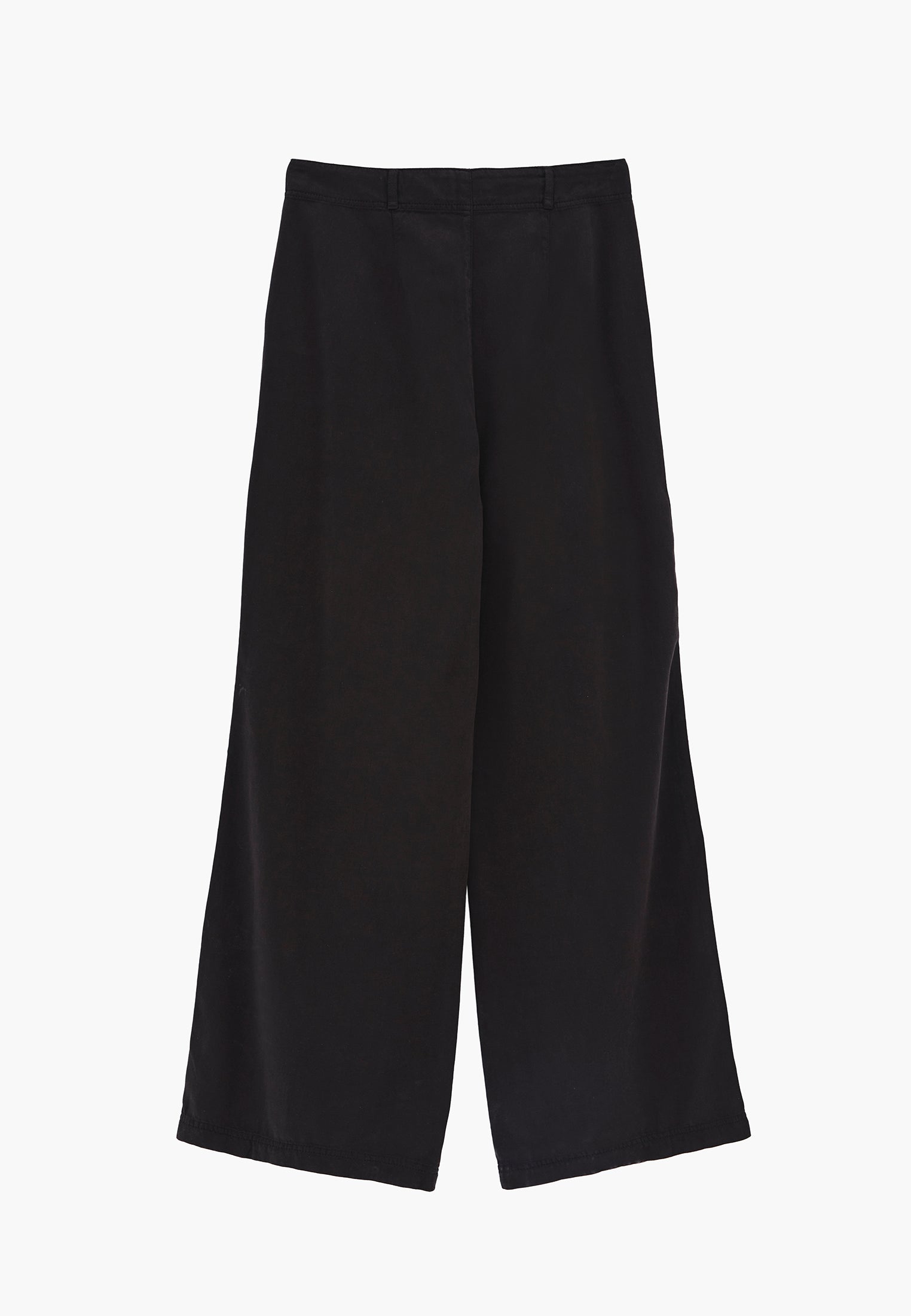 Woven Trousers With Pockets, High Waist And Wide Leg - BLACK