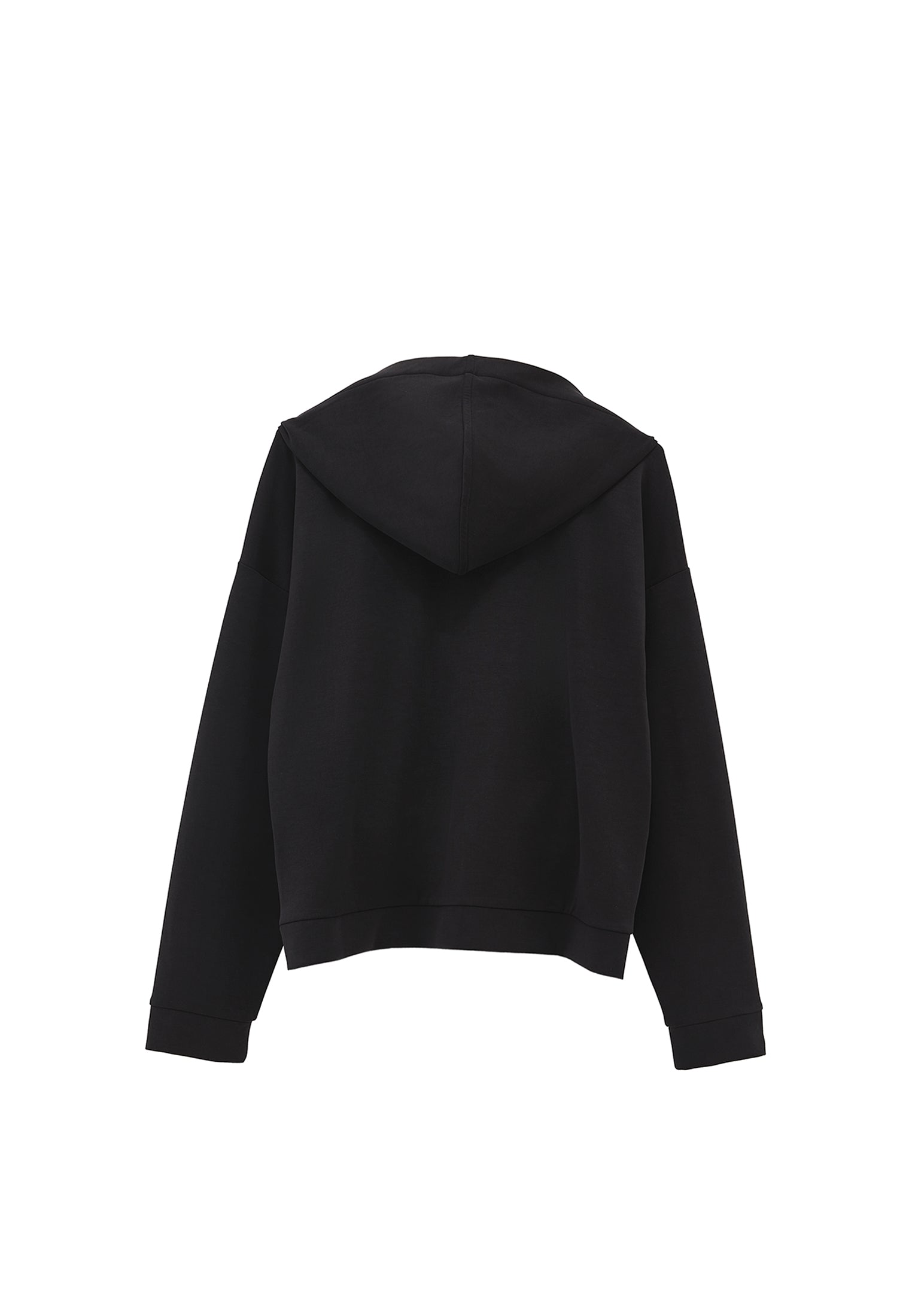Hoodie With Pockets And Zipper Detail Sweatshirt - BLACK