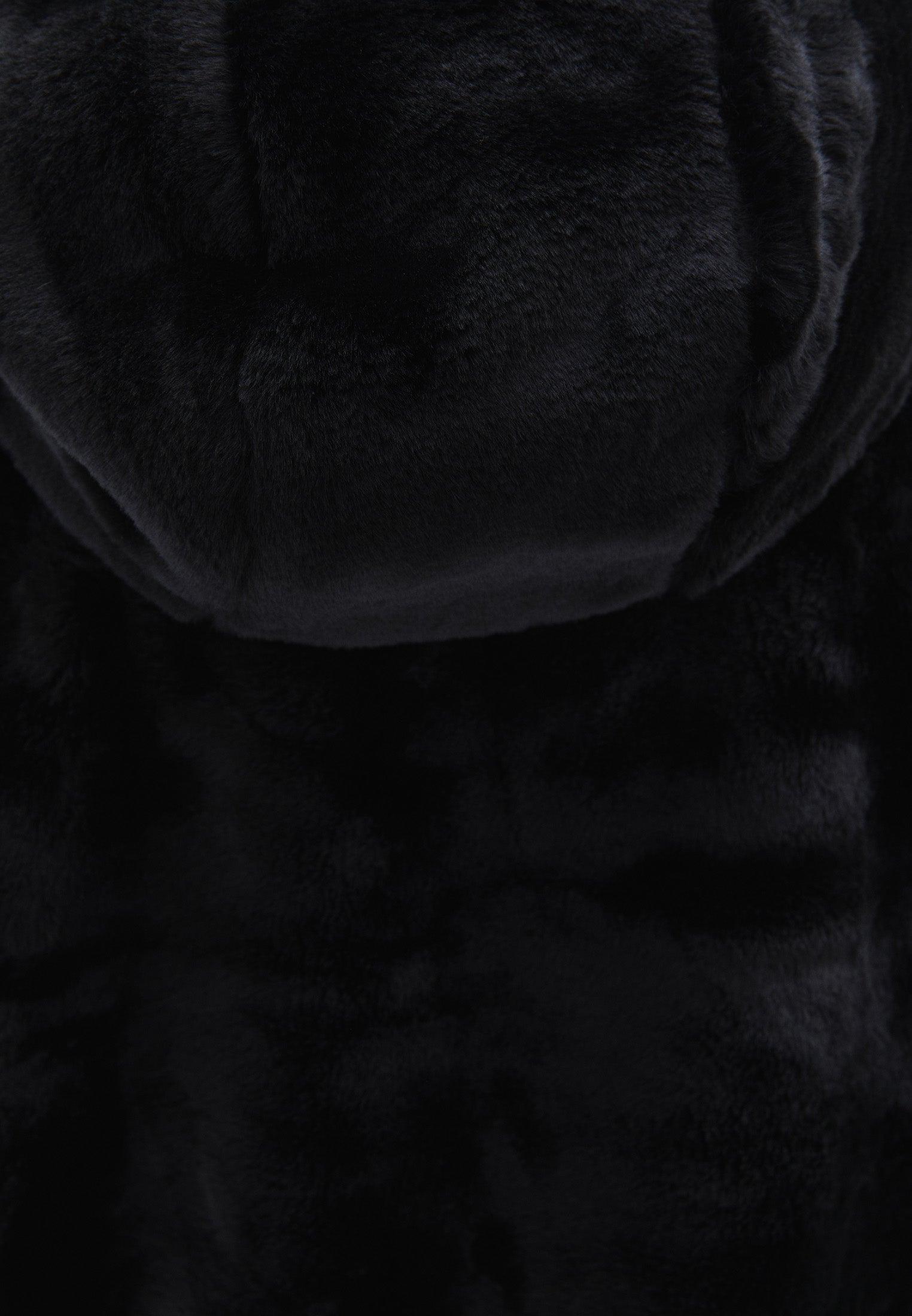 Hooded Fur Jacket - BLACK