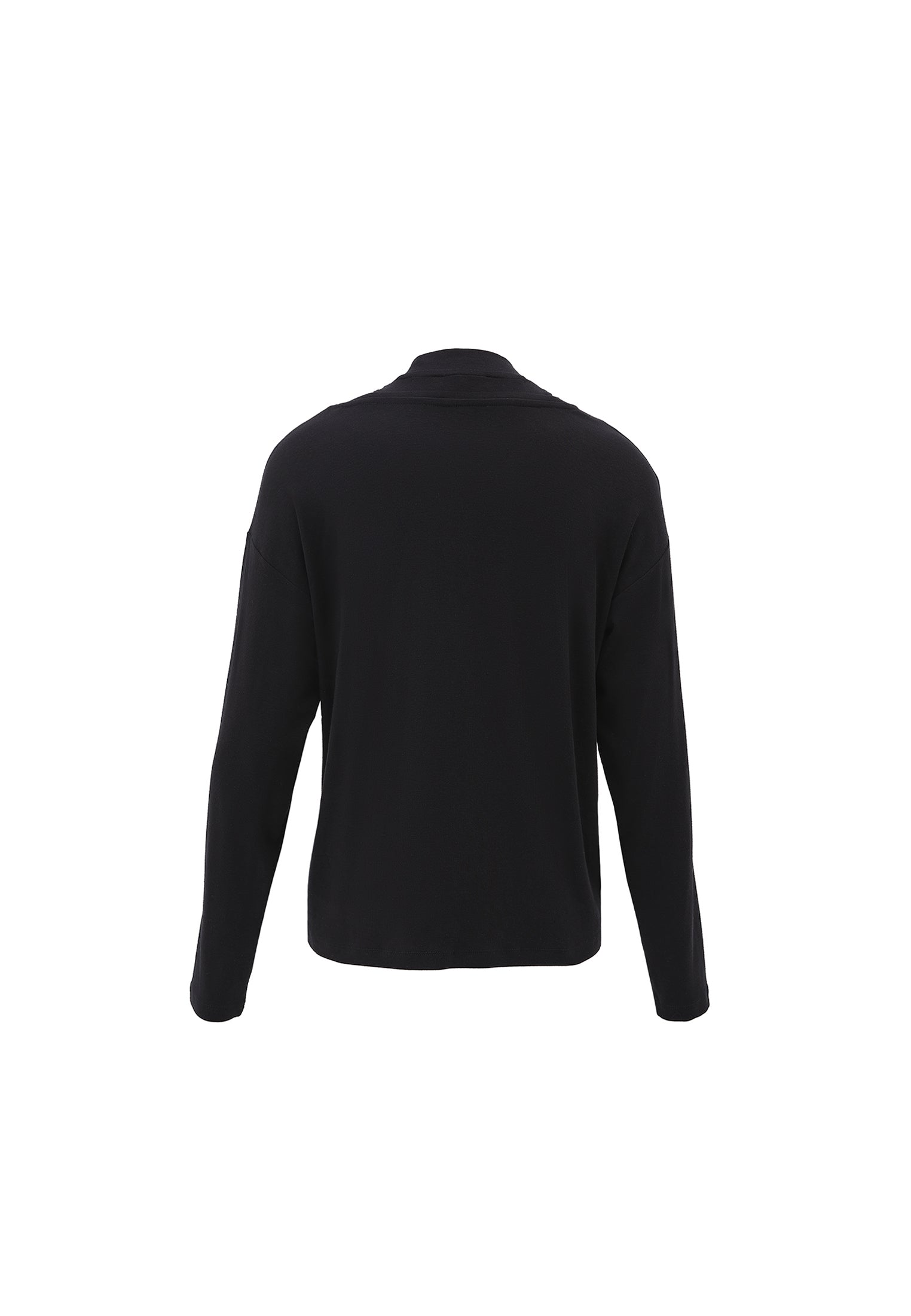 High Neck Oversize T-Shirt - BLACK