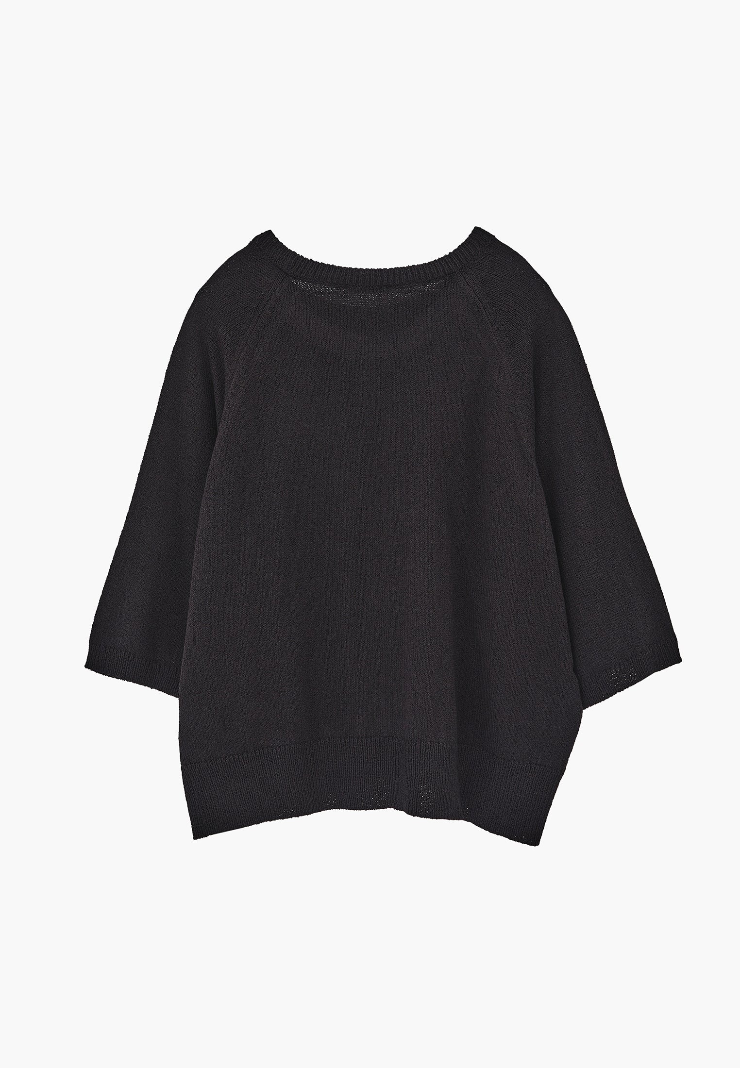 Crew Neck Raglan Sleeve Sweater - BLACK